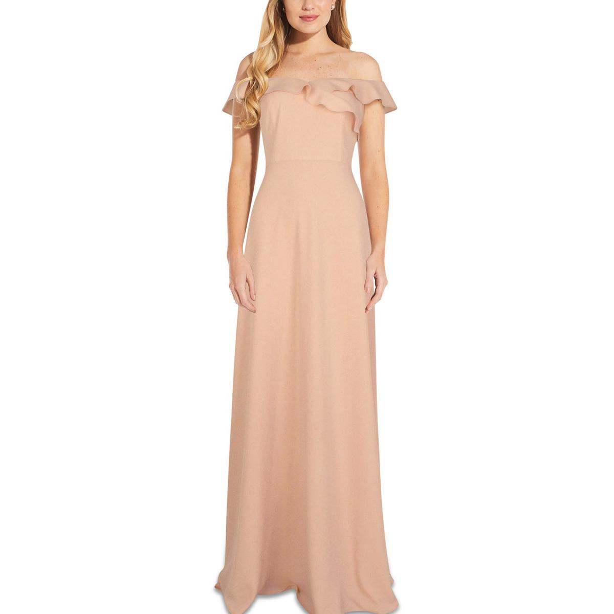 Ruffled Trim Maxi Evening Dress