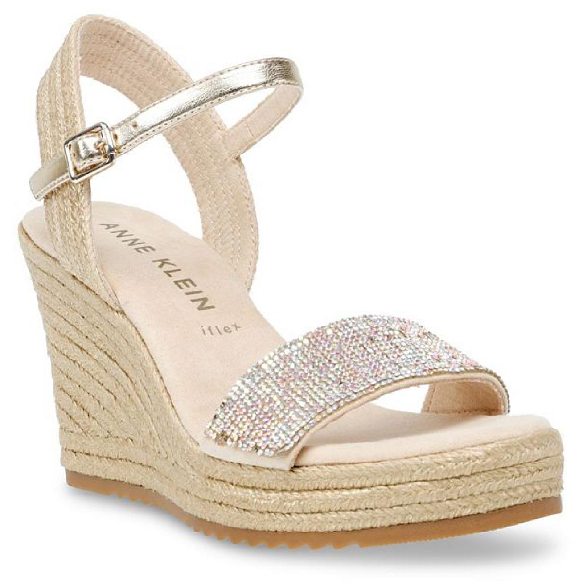 Wella Rhinestone Ankle Strap Platform Sandals