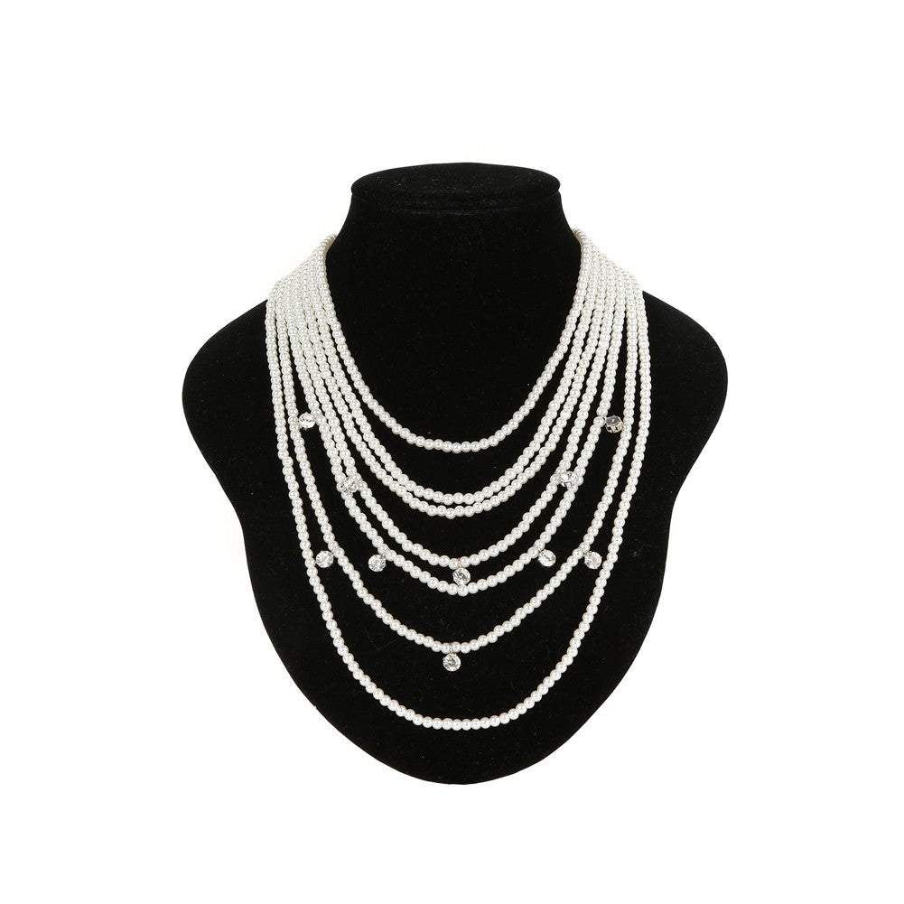 Pearl Rhinestone Multi Layer Necklace