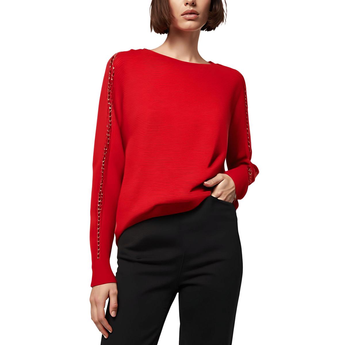 Chain Ribbed Knit Pullover Sweater