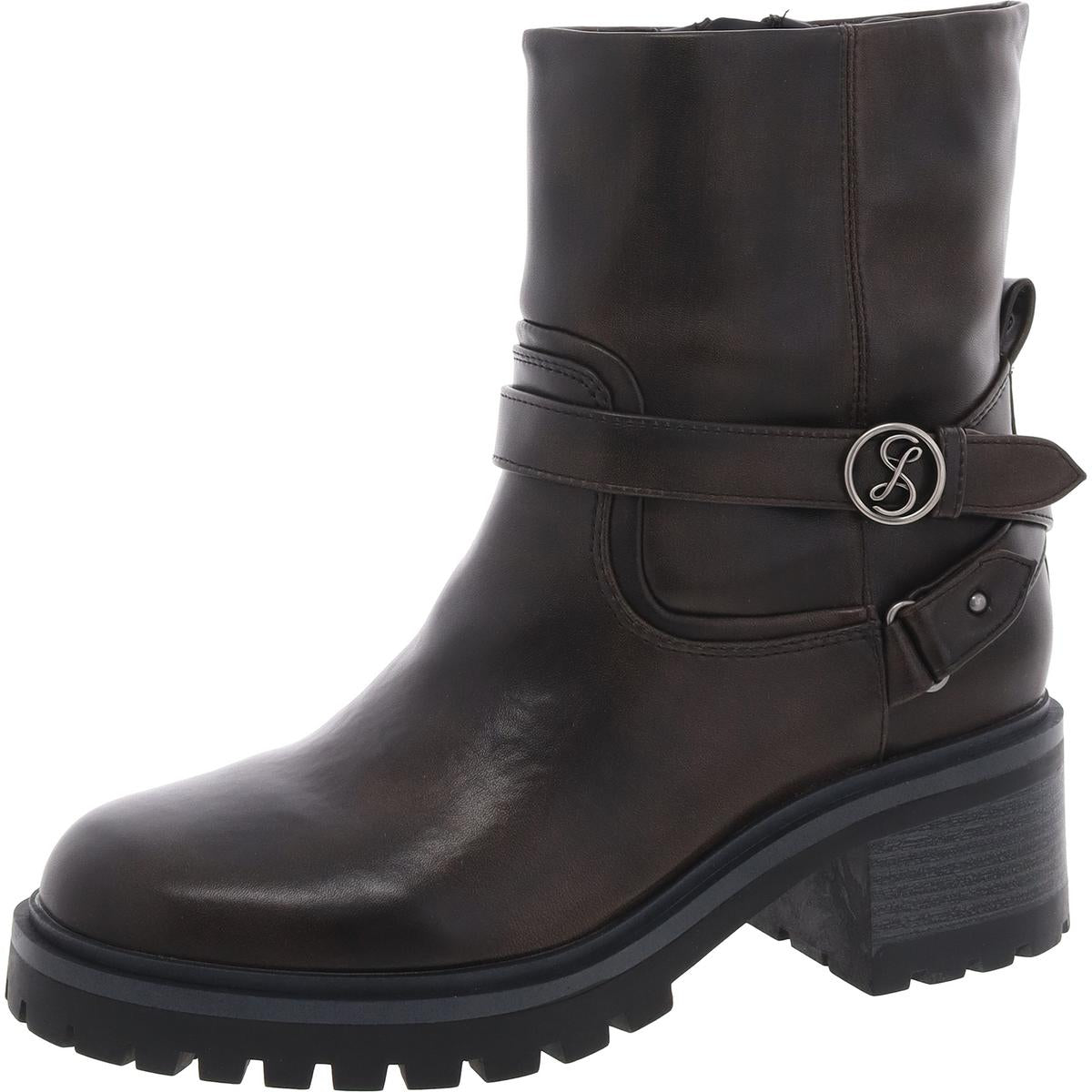 Owen Lugged Sole Faux Leather Motorcycle Boots