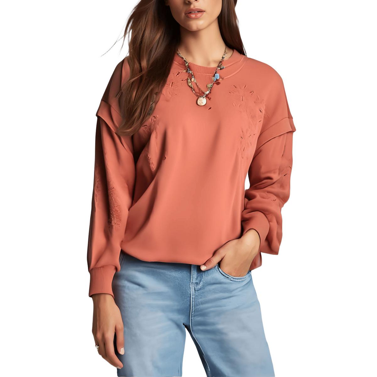 Embroidered Cotton Crewneck Sweater