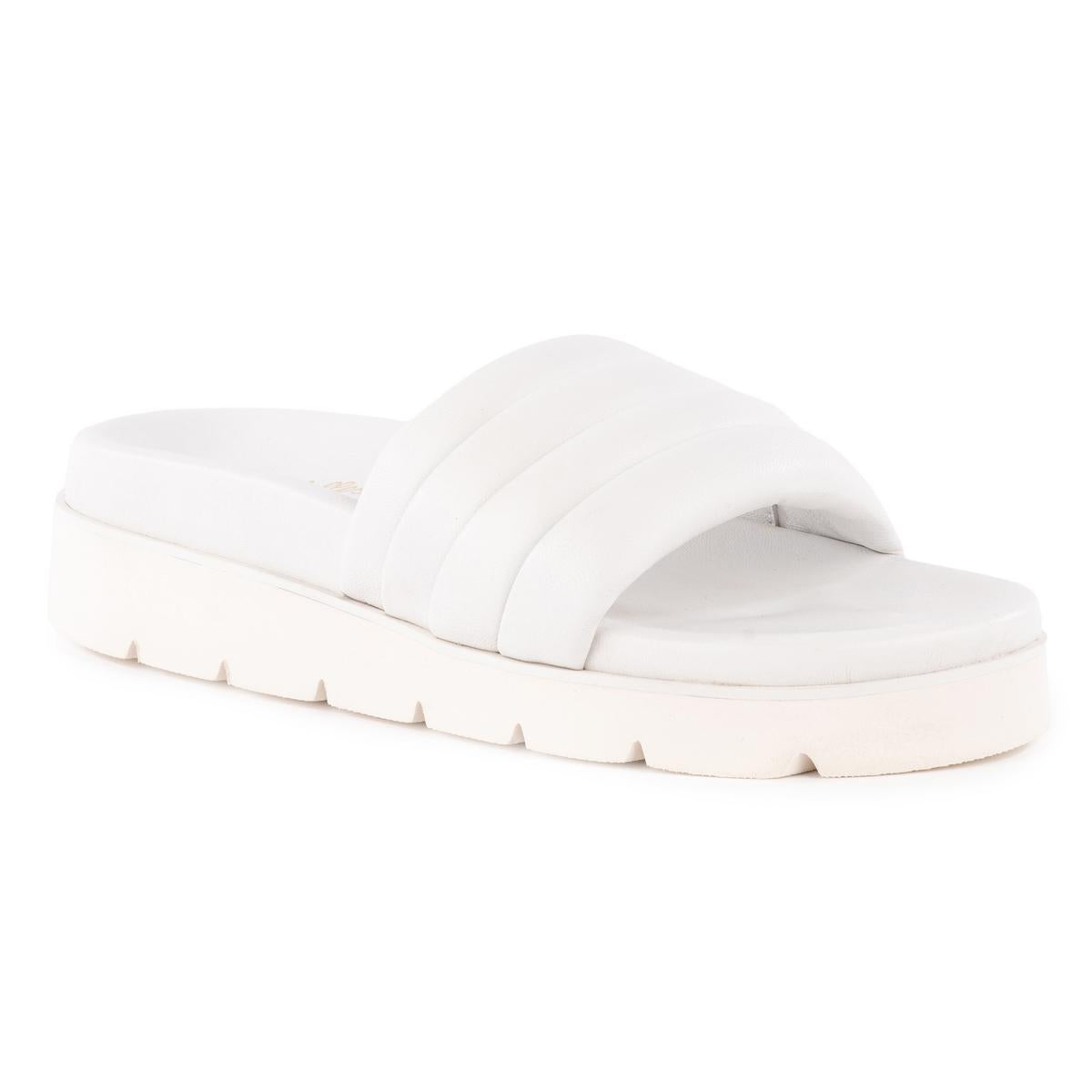 Vibe Check Leather Slip On Platform Sandals