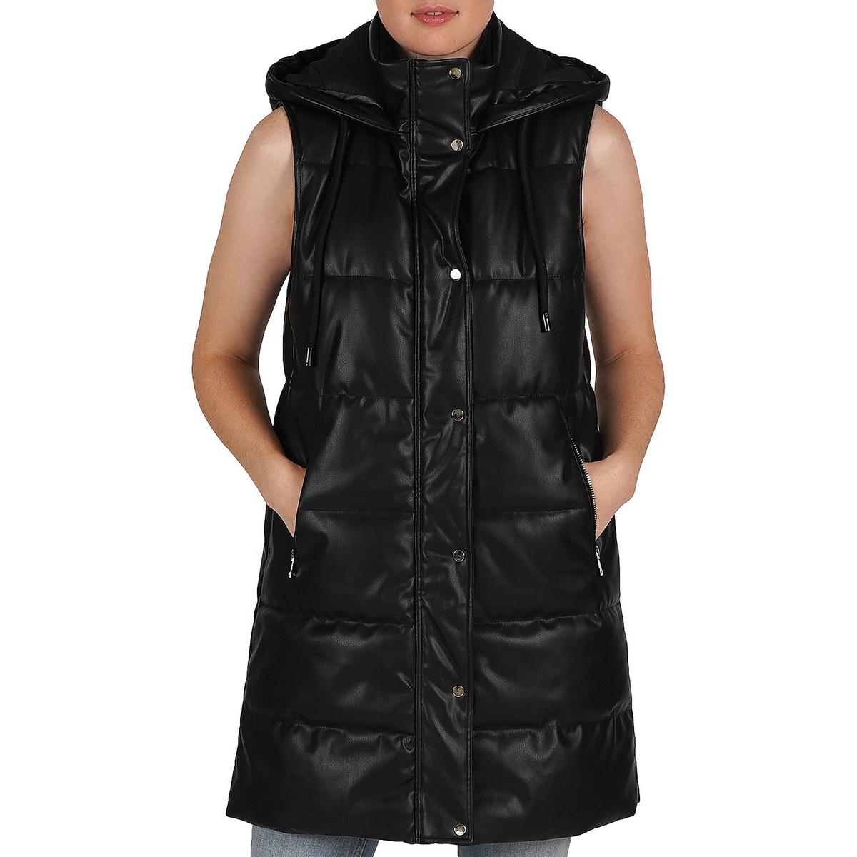 Faux Leather Quilted Outerwear Vest