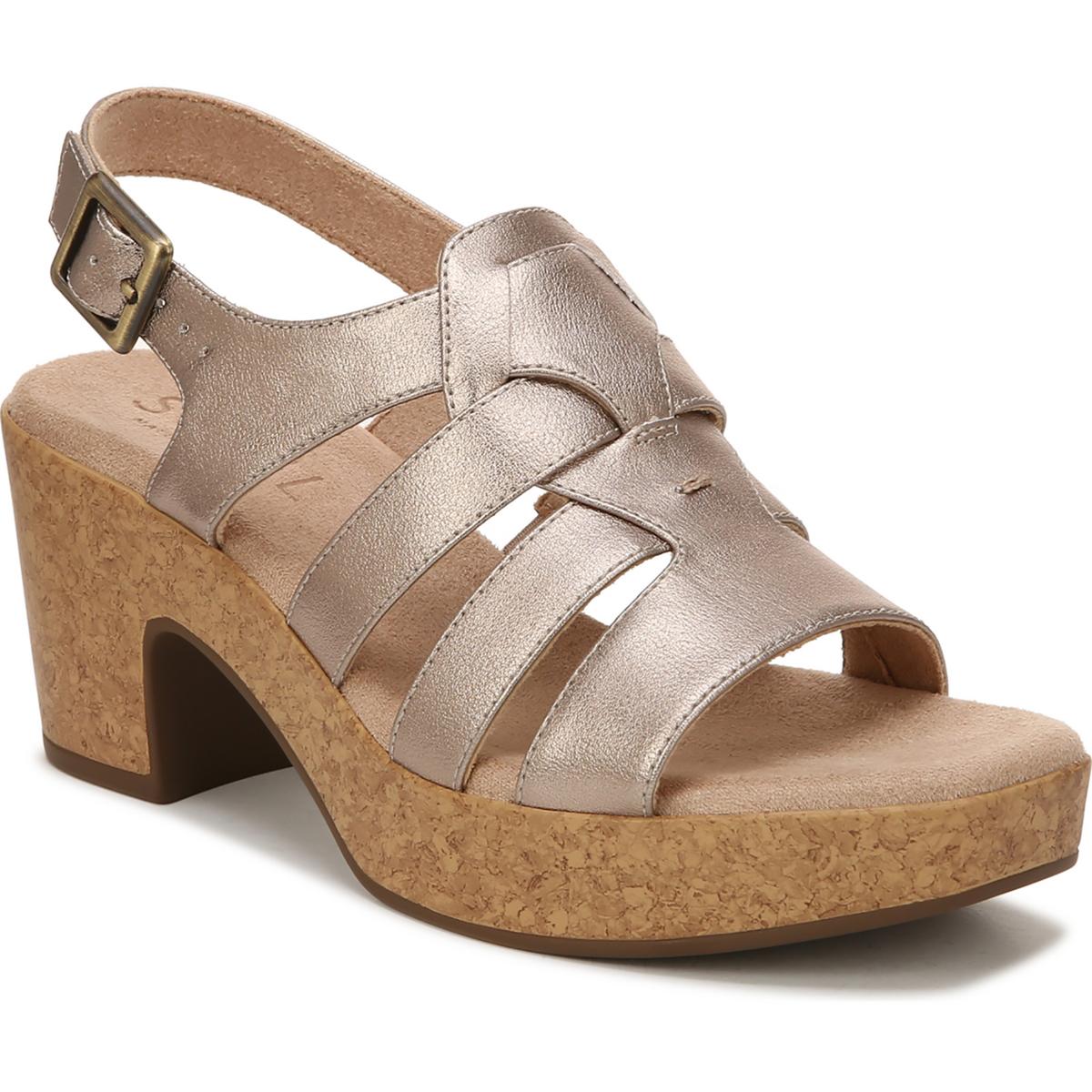 Aki Faux Leather Peep-Toe Platform Sandals