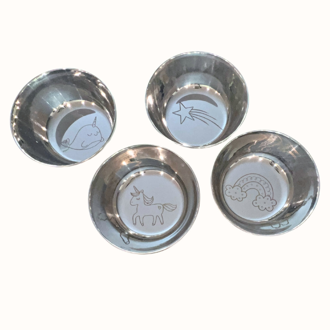 Busy Benny Surprise Design Stainless Steel Kids' Small Bowls Set (Four)