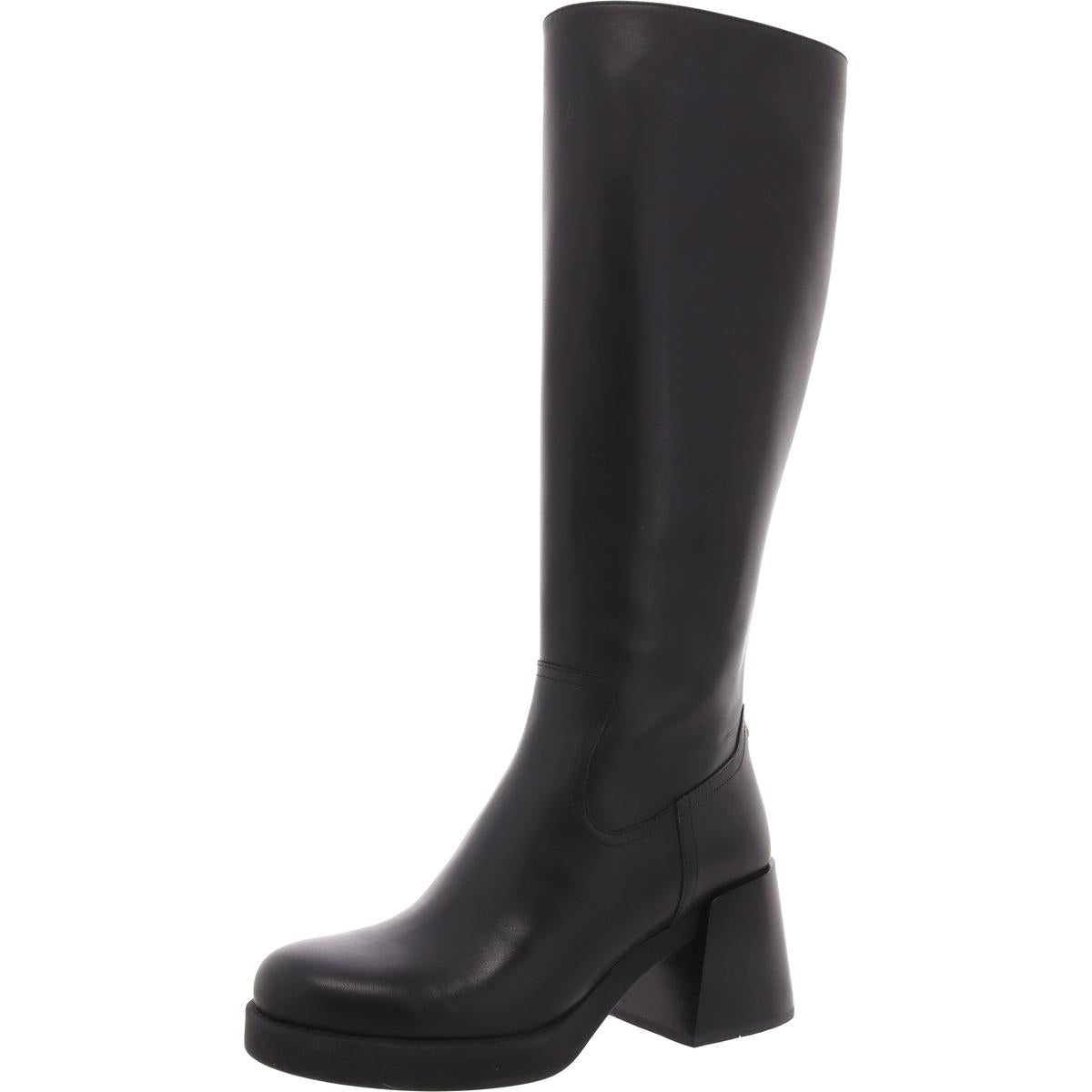 Natasha Zipper Leather Knee-High Boots