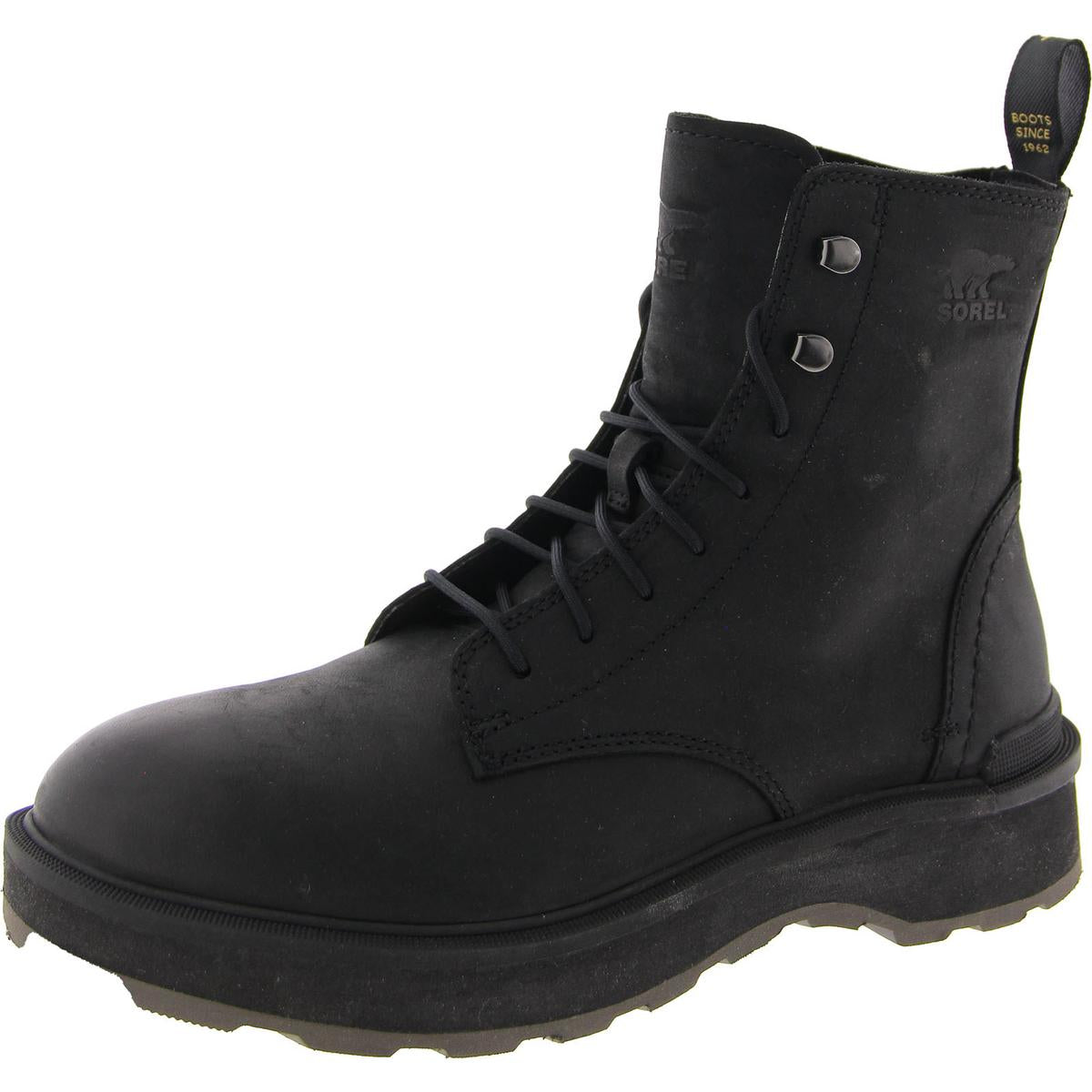 Hi-Line Lace Leather Lace-Up Booties