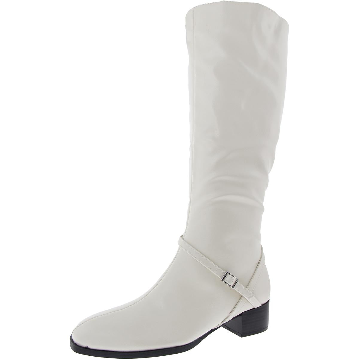 RHIANAH Buckle Faux Leather Knee-High Boots