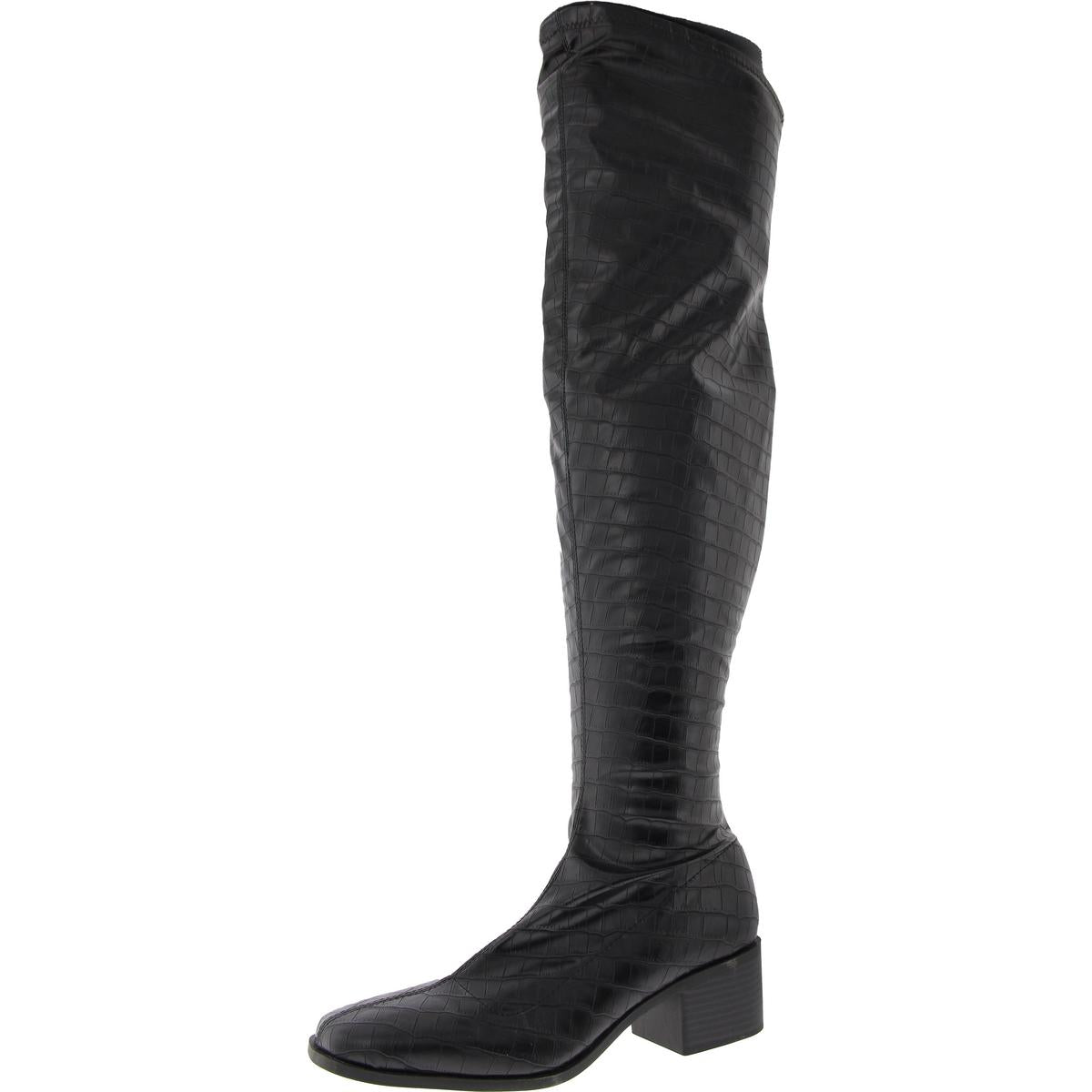 Animal Print Faux Leather Knee-High Boots