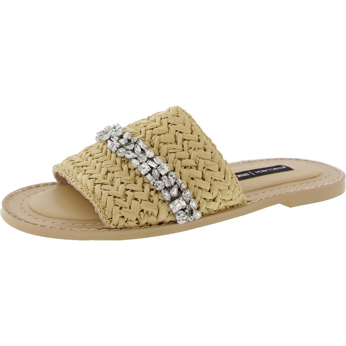Starlight Embellished Straw Slide Sandals