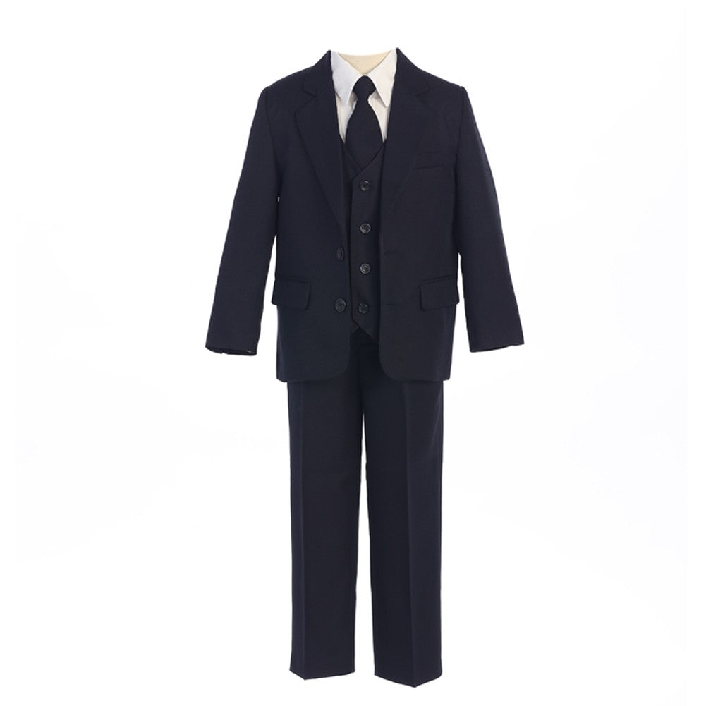 Big Boys Navy Button Jacket Vest Shirt Tie Pant Suit 8-20 Husky
