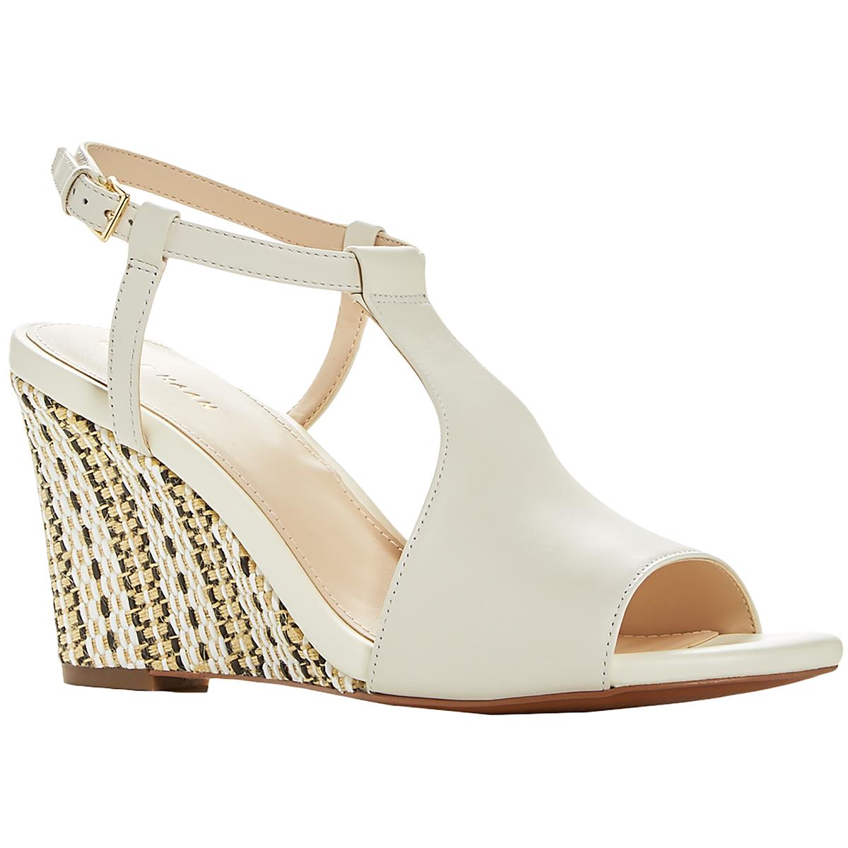 Maddie Leather Ankle Strap Wedge Sandals