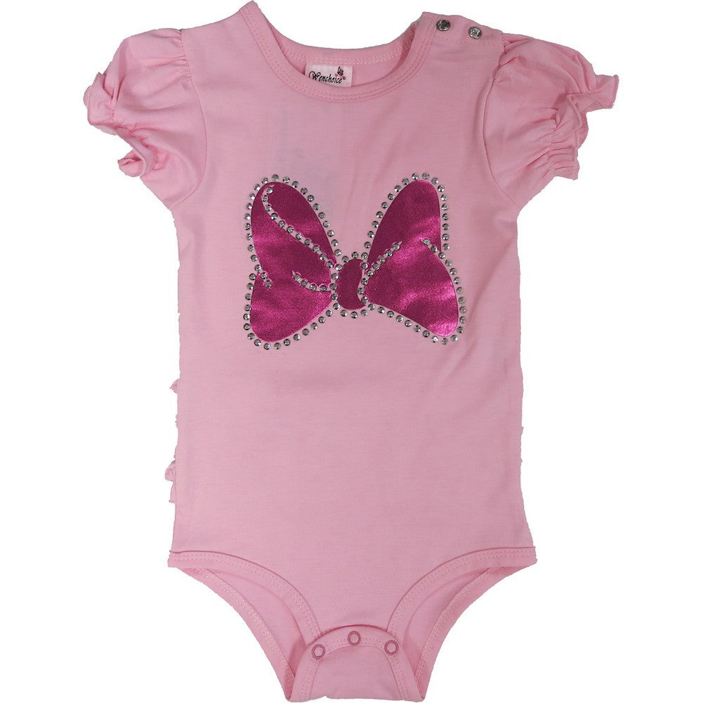 Baby Girls Pink Minnie Bow Ruffle Trim Bodysuit S (0-6M)-L (18-36M)