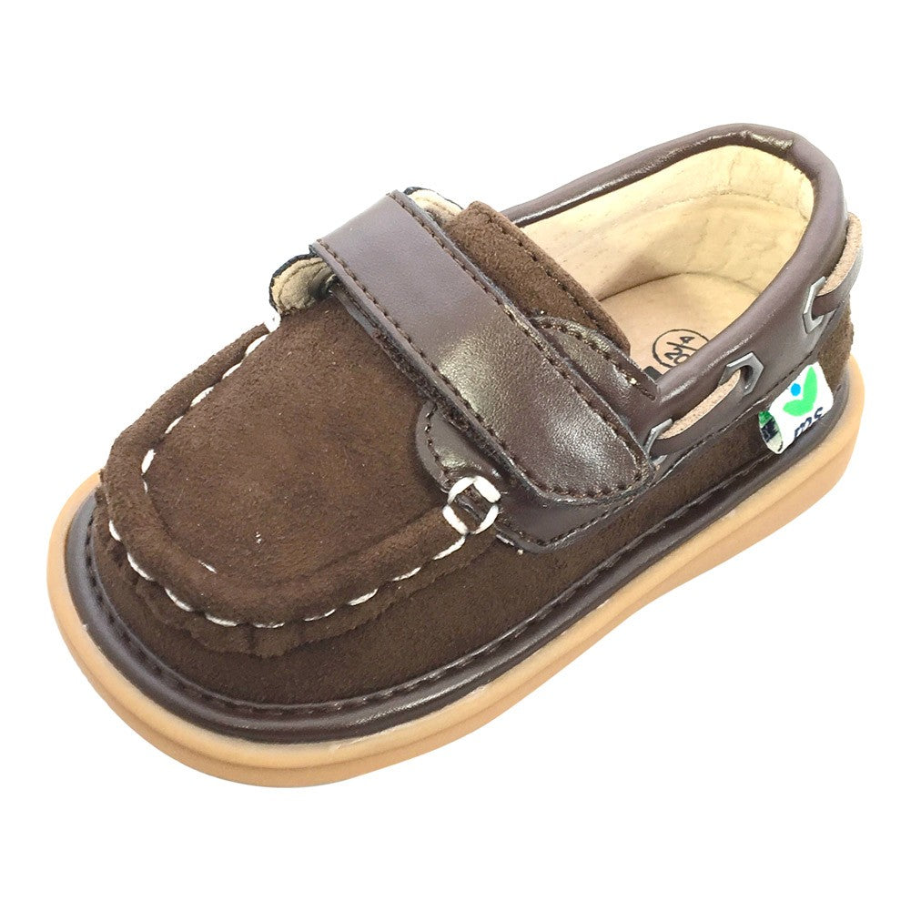 Mooshu Trainers Boys Chocolate Casual Squeaky Boat Sawyer Shoes 3-4 Baby