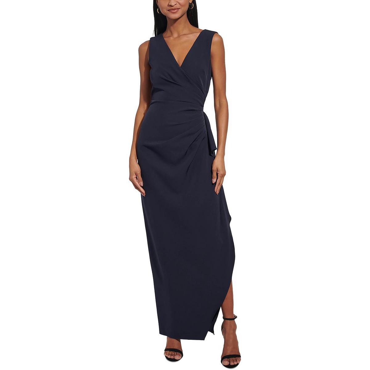 Gathered V-Neck Evening Dress