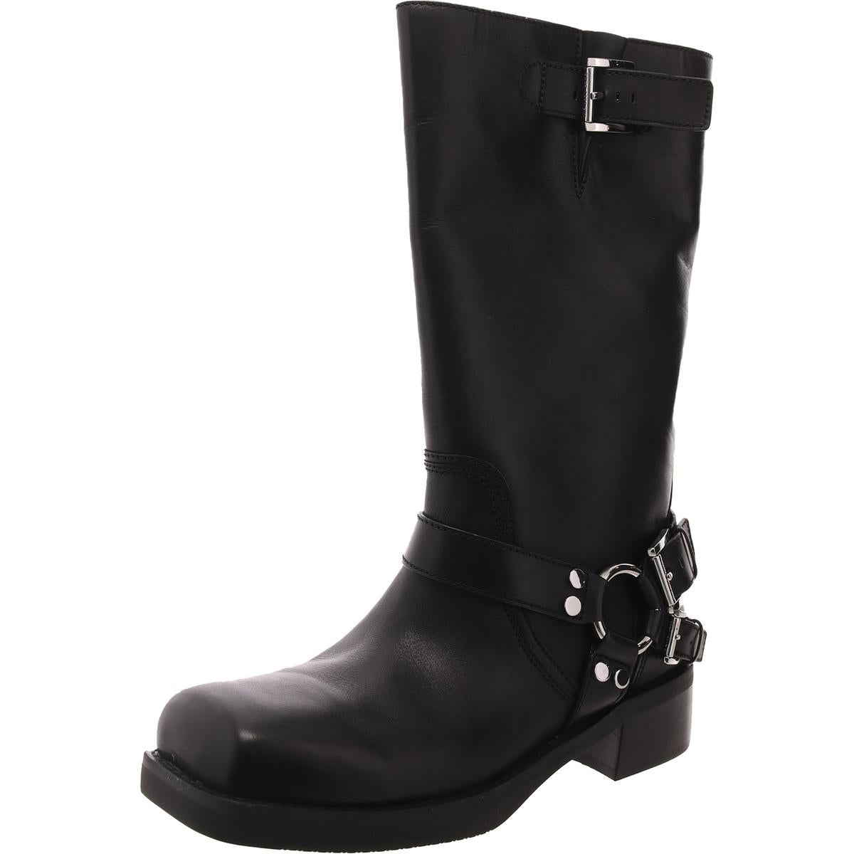 40F4CBFB7L Buckle Leather Mid-Calf Boots