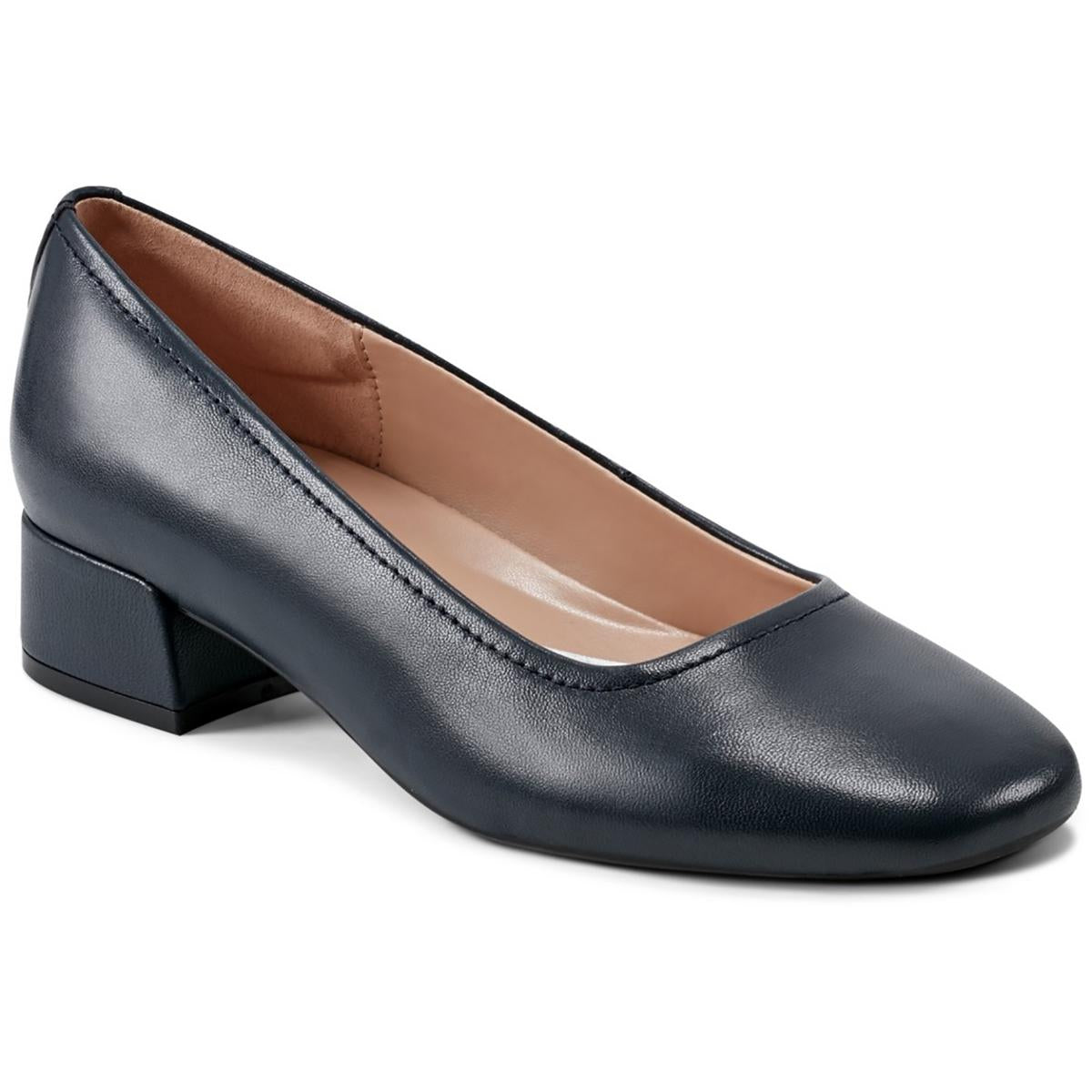 SEJAIN Padded Insole Leather Block Heels