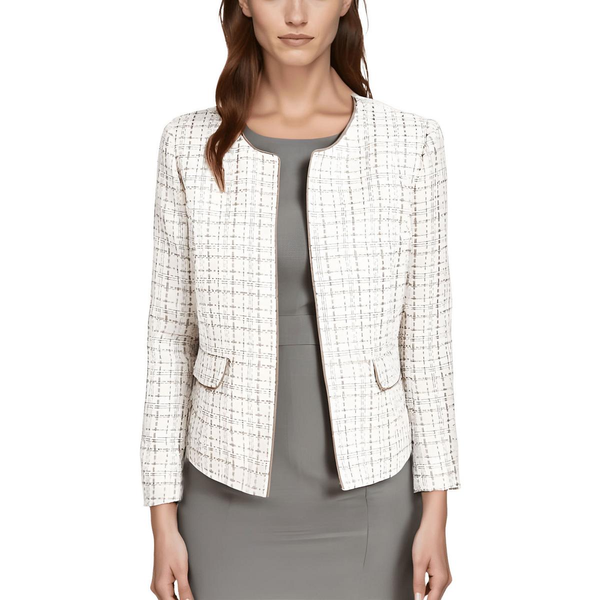 Petites Woven Collarless Blazer