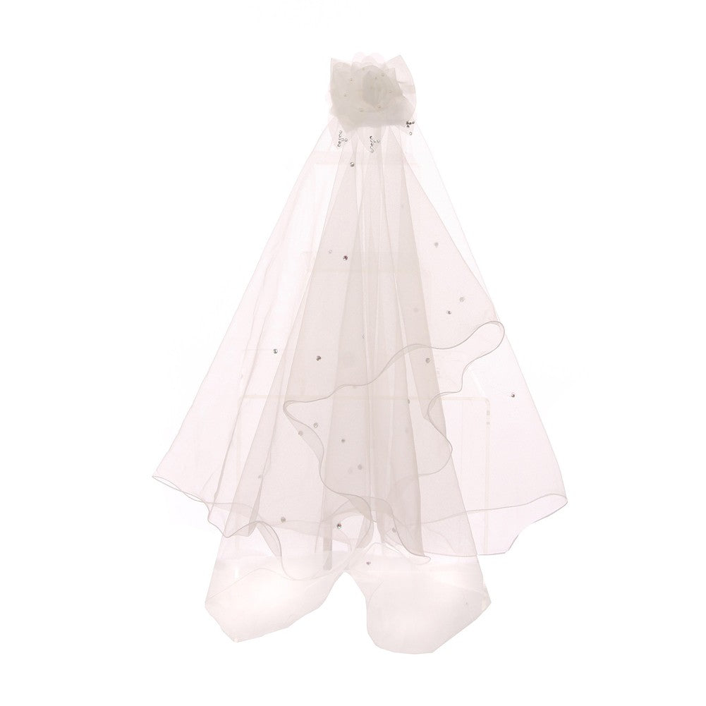 Girls Ivory Double Layer Mesh Comb Communion Flower Girl Veil