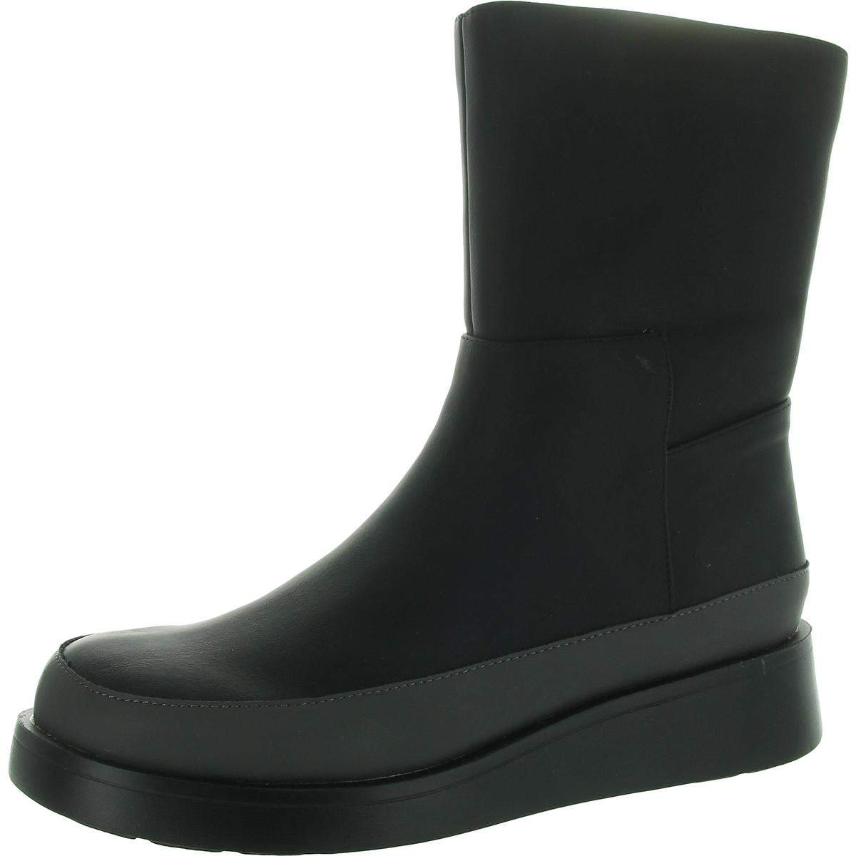 Zipper Faux Leather Wedge Boots