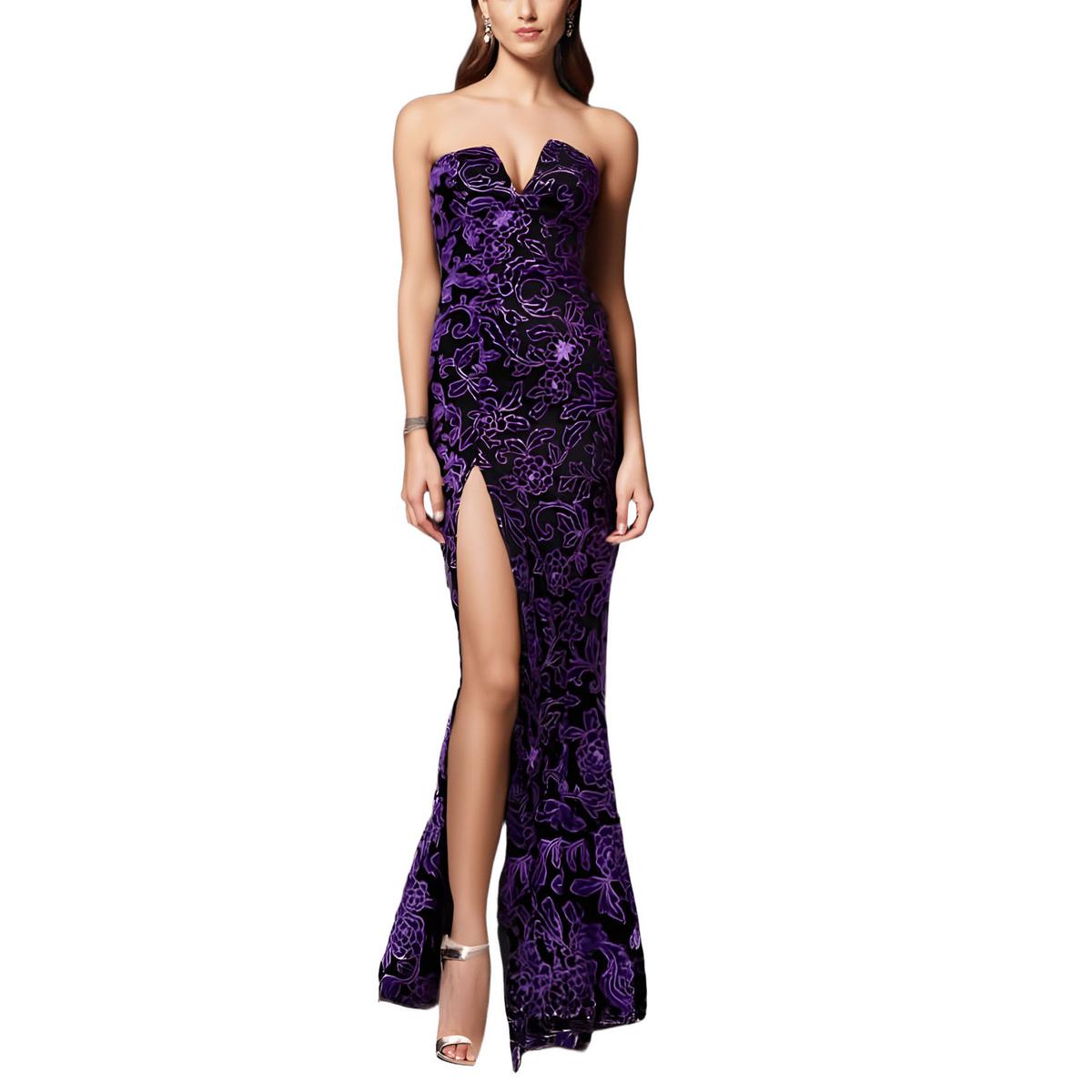 Fernanda Applique Mesh Evening Dress