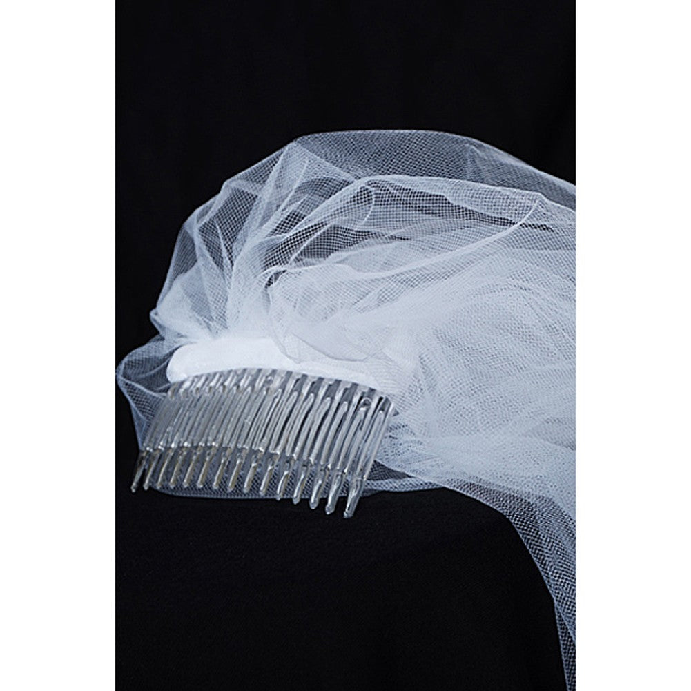 Girls White Comb Attached Stylish Communion Flower Girl Veil