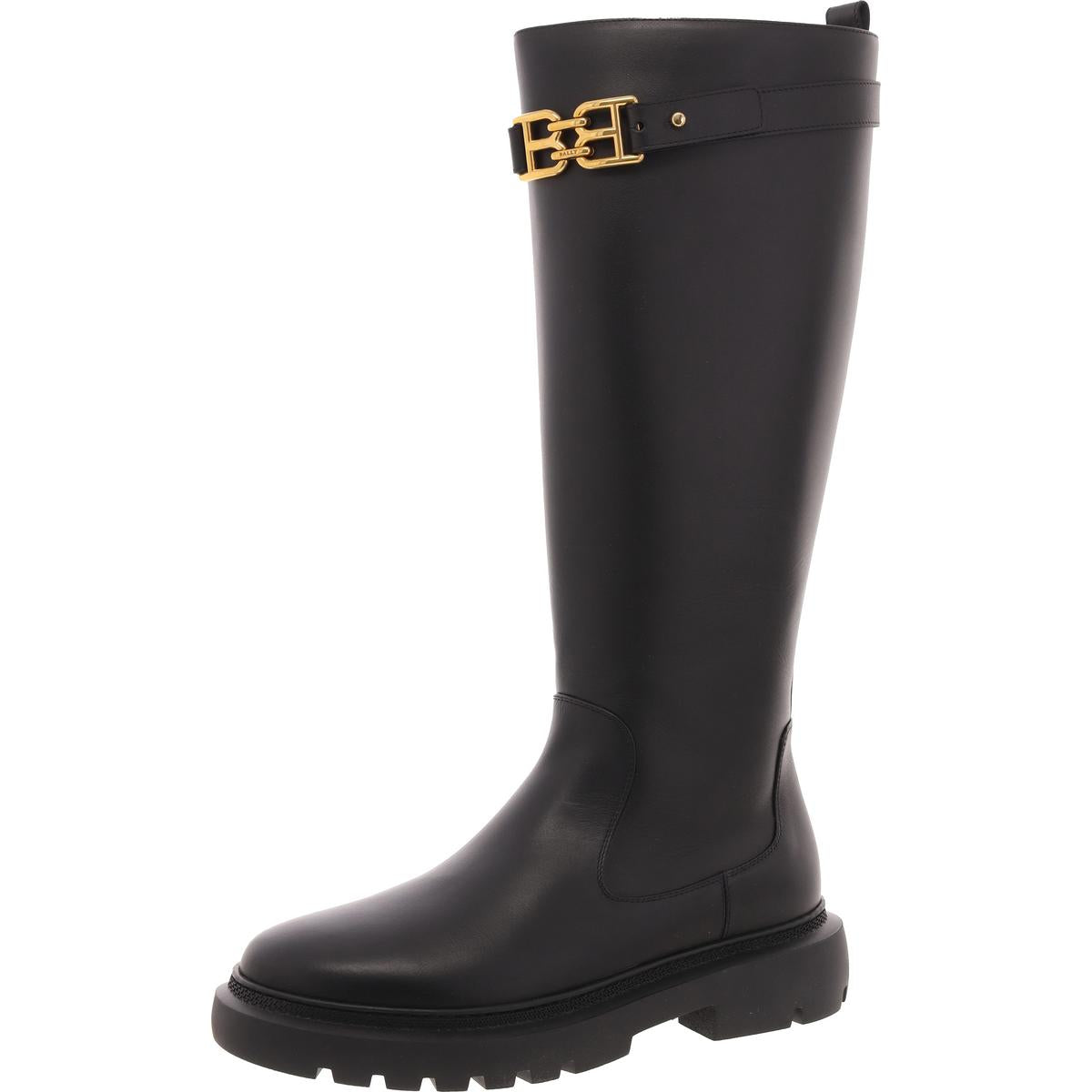 GAILA Lugged Sole Leather Knee-High Boots