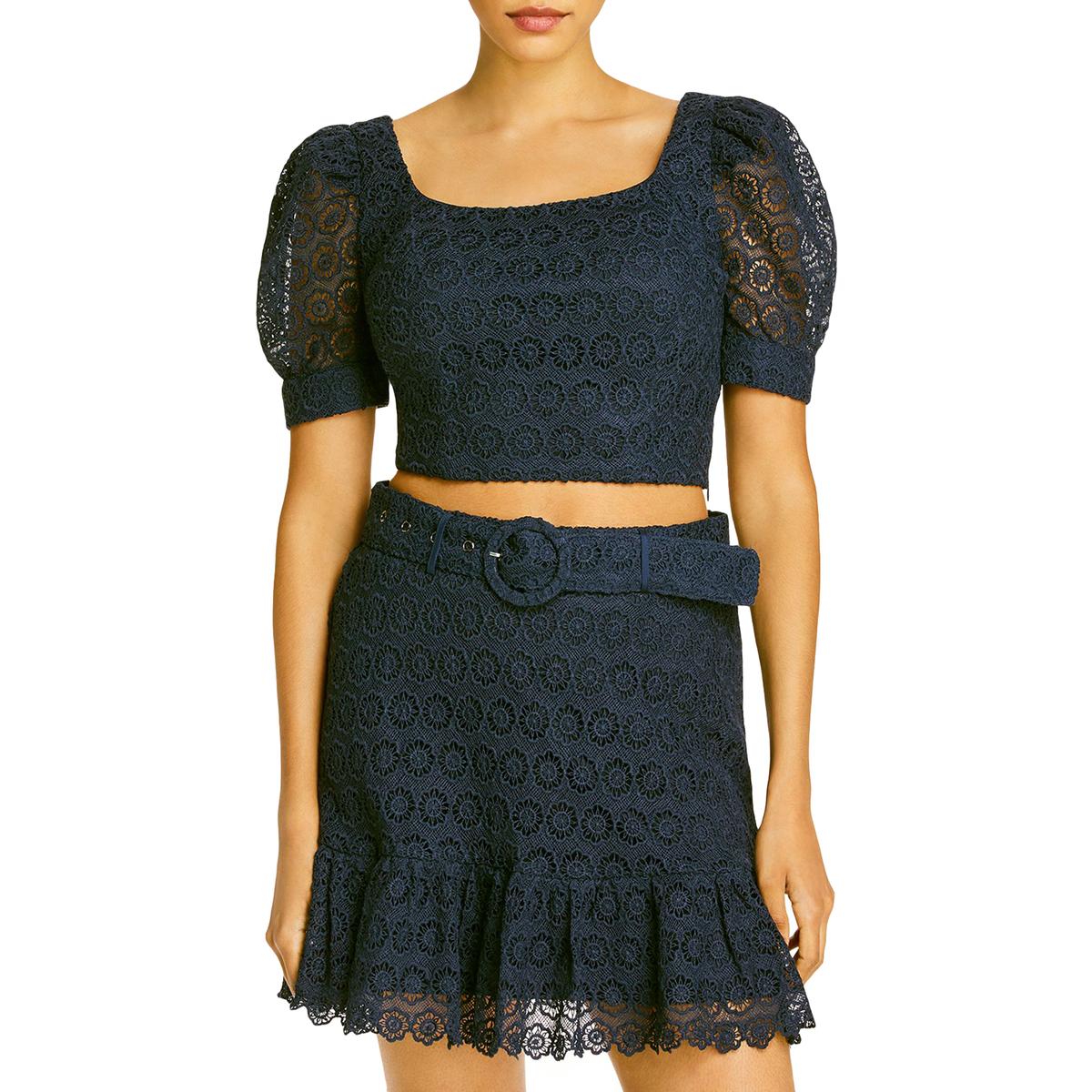 Puff Sleeve Lace Crop Top