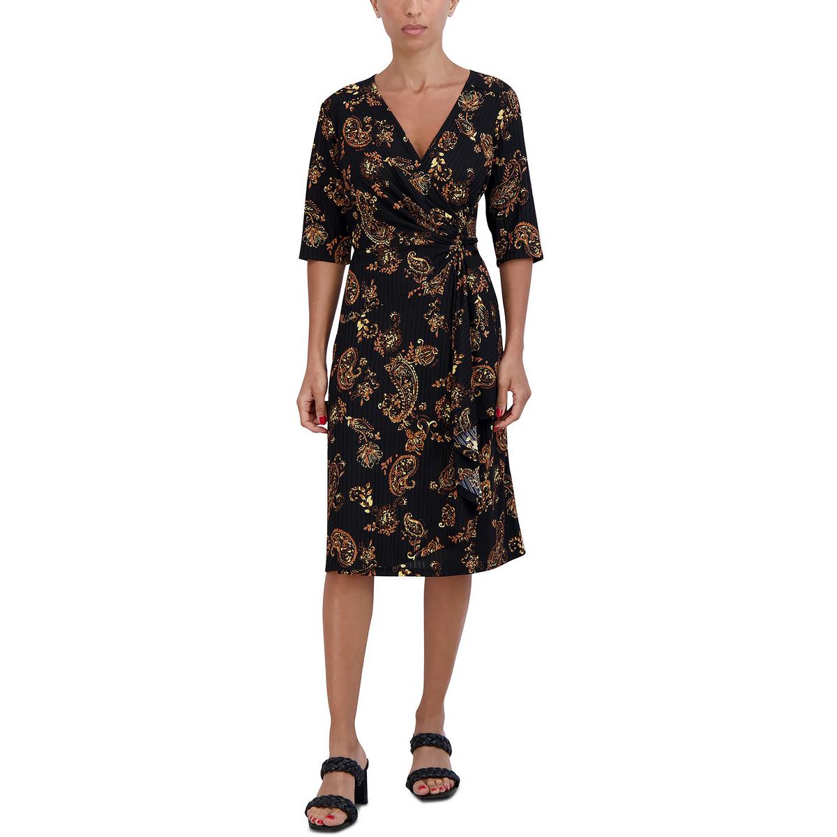 Petites V-Neck Knee Wrap Dress