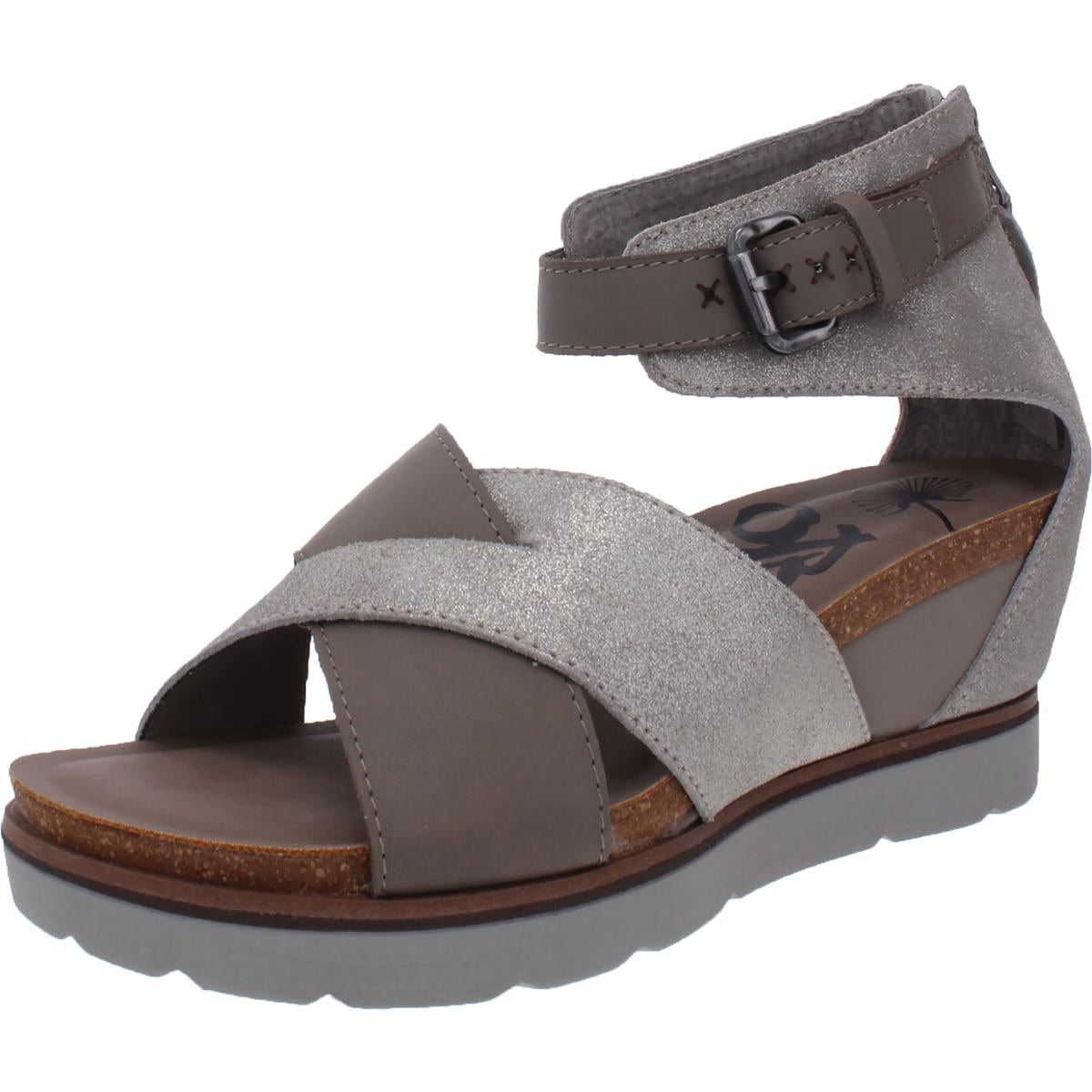 Teamwork Leather Metallic Wedge Sandals