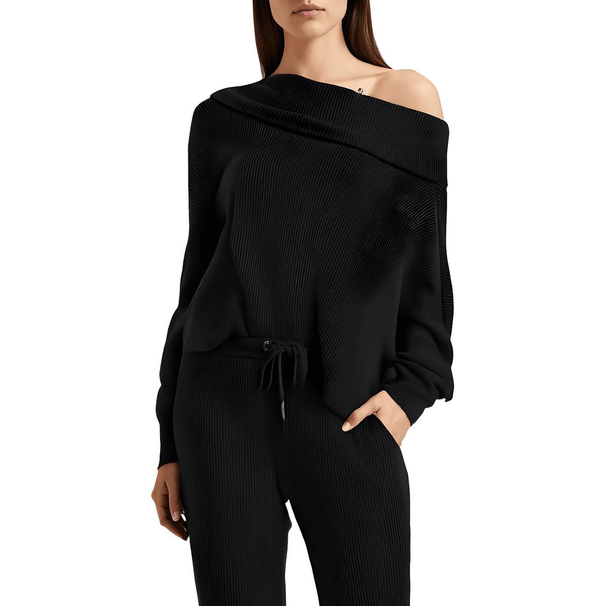 Drapey Waffle Pullover Top