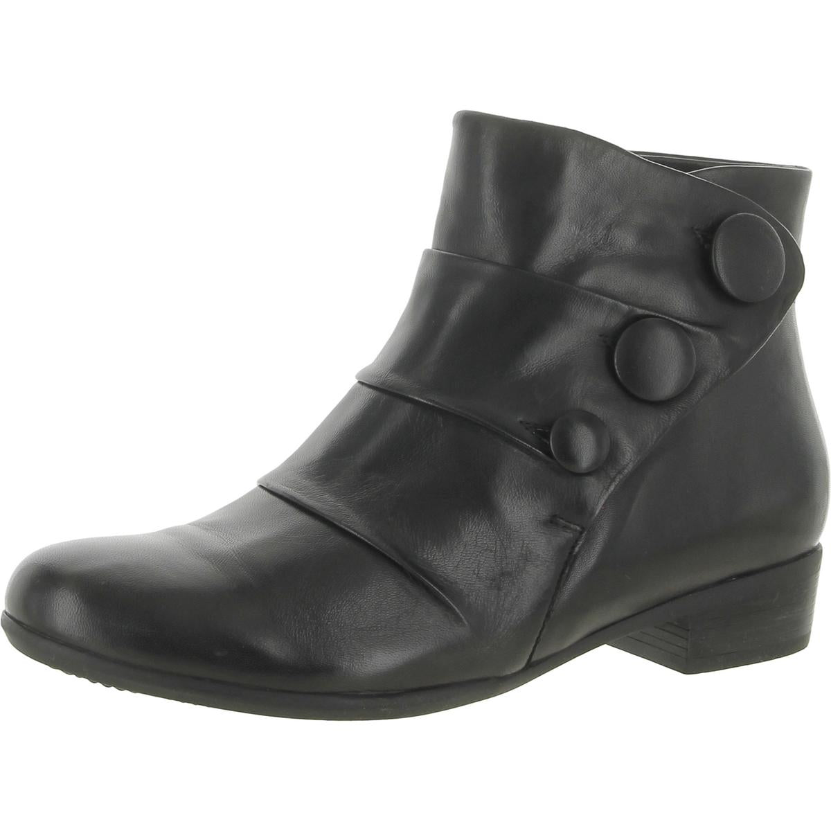 Mila Leather Button Ankle Boots