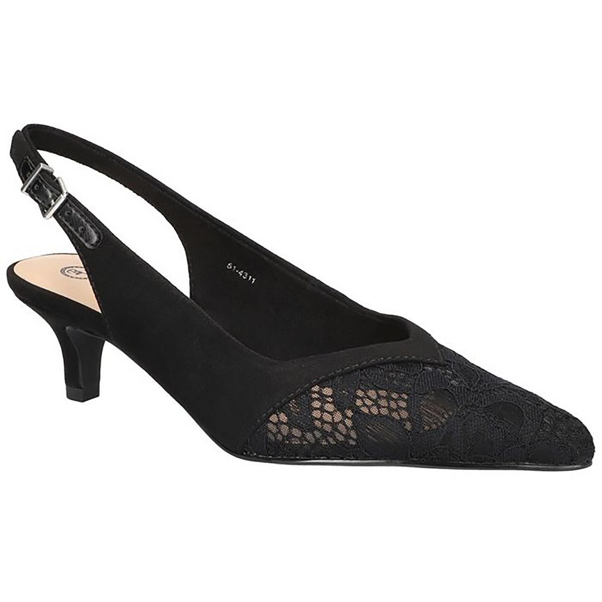 Marquette Adjustable Faux Suede Slingback Heels