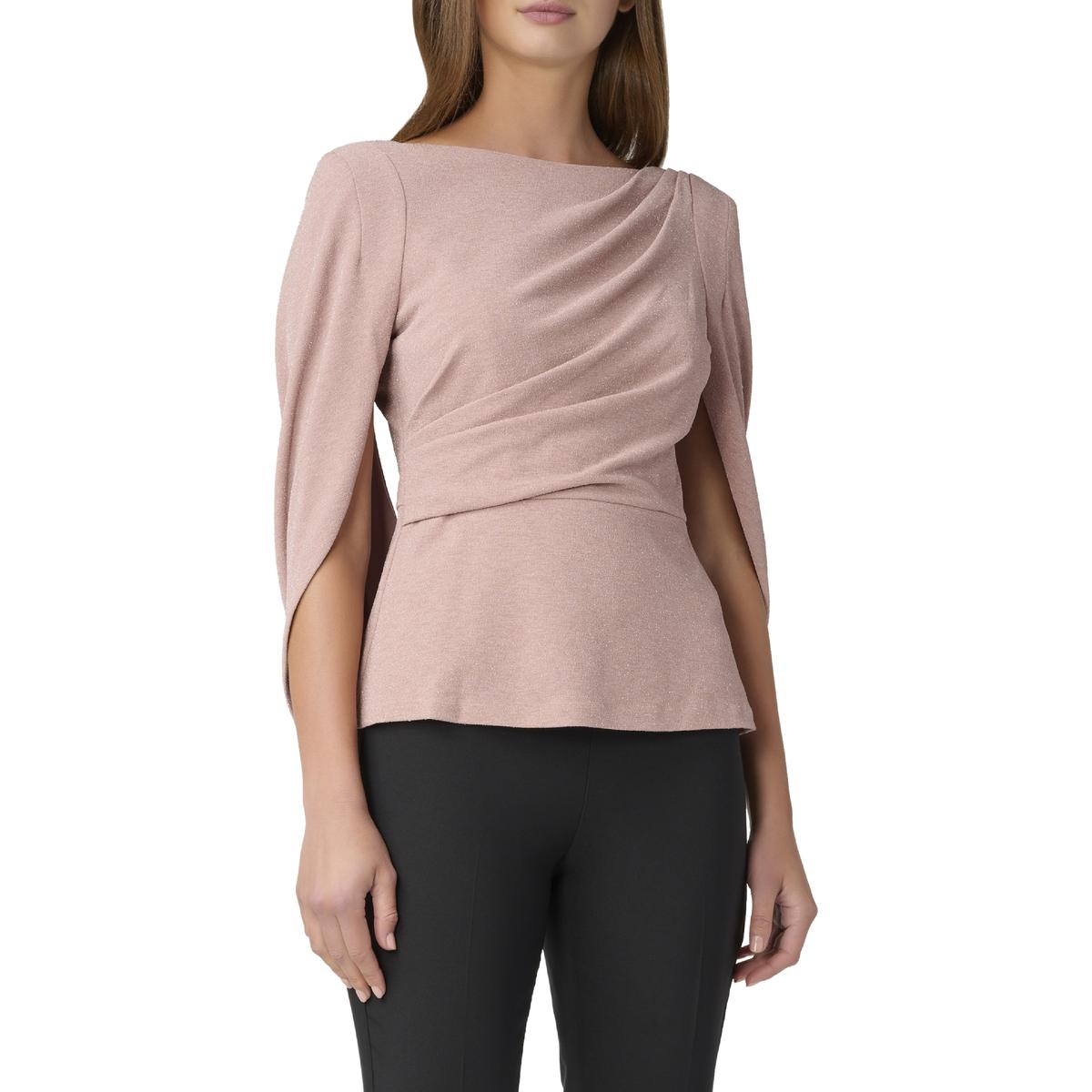 Metallic Cape Sleeves Blouse