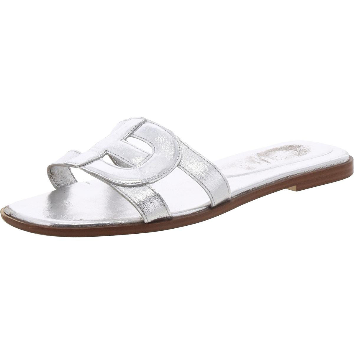 Chrisee Leather Slip-On Slide Sandals