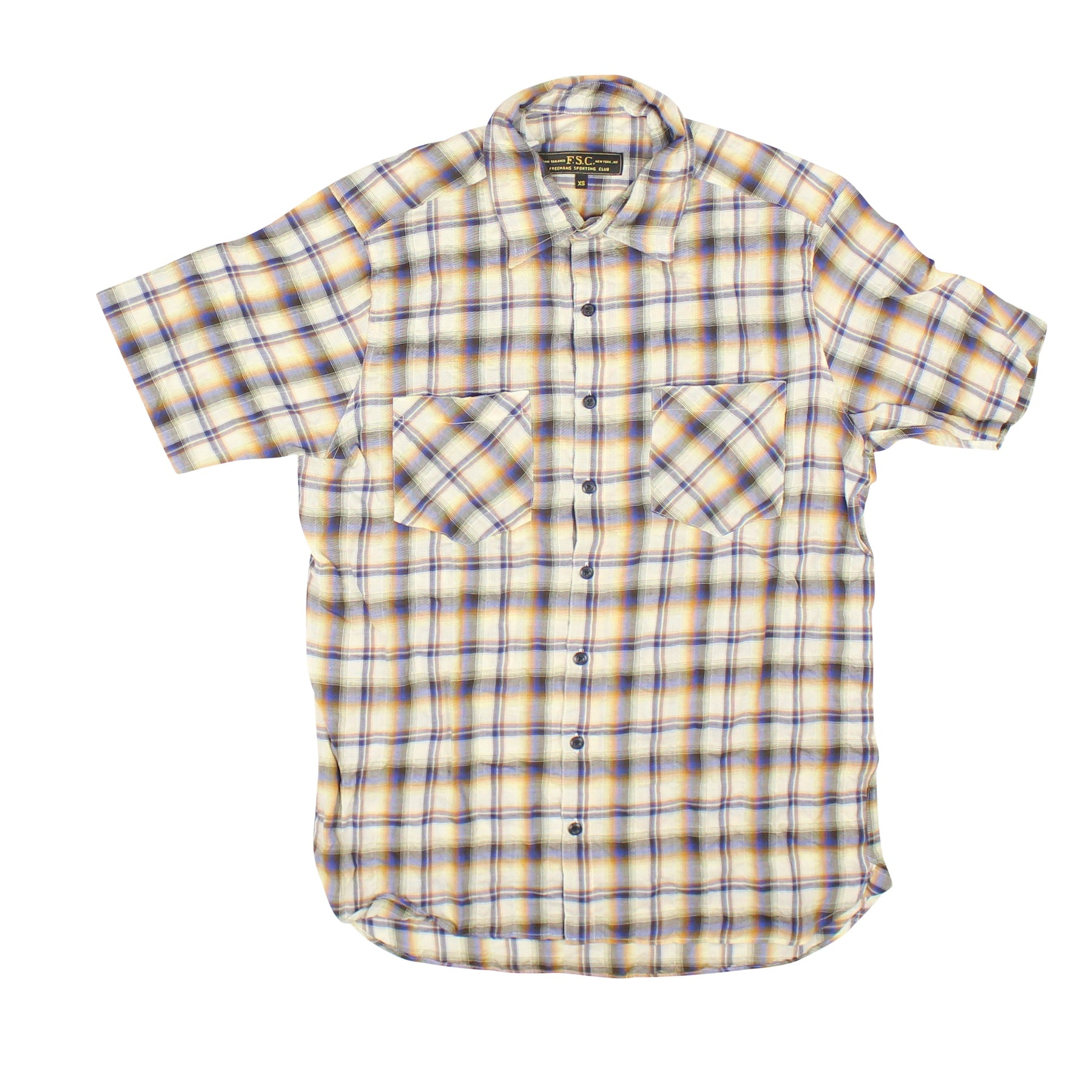 White Plaid Short Sleeve Shirt