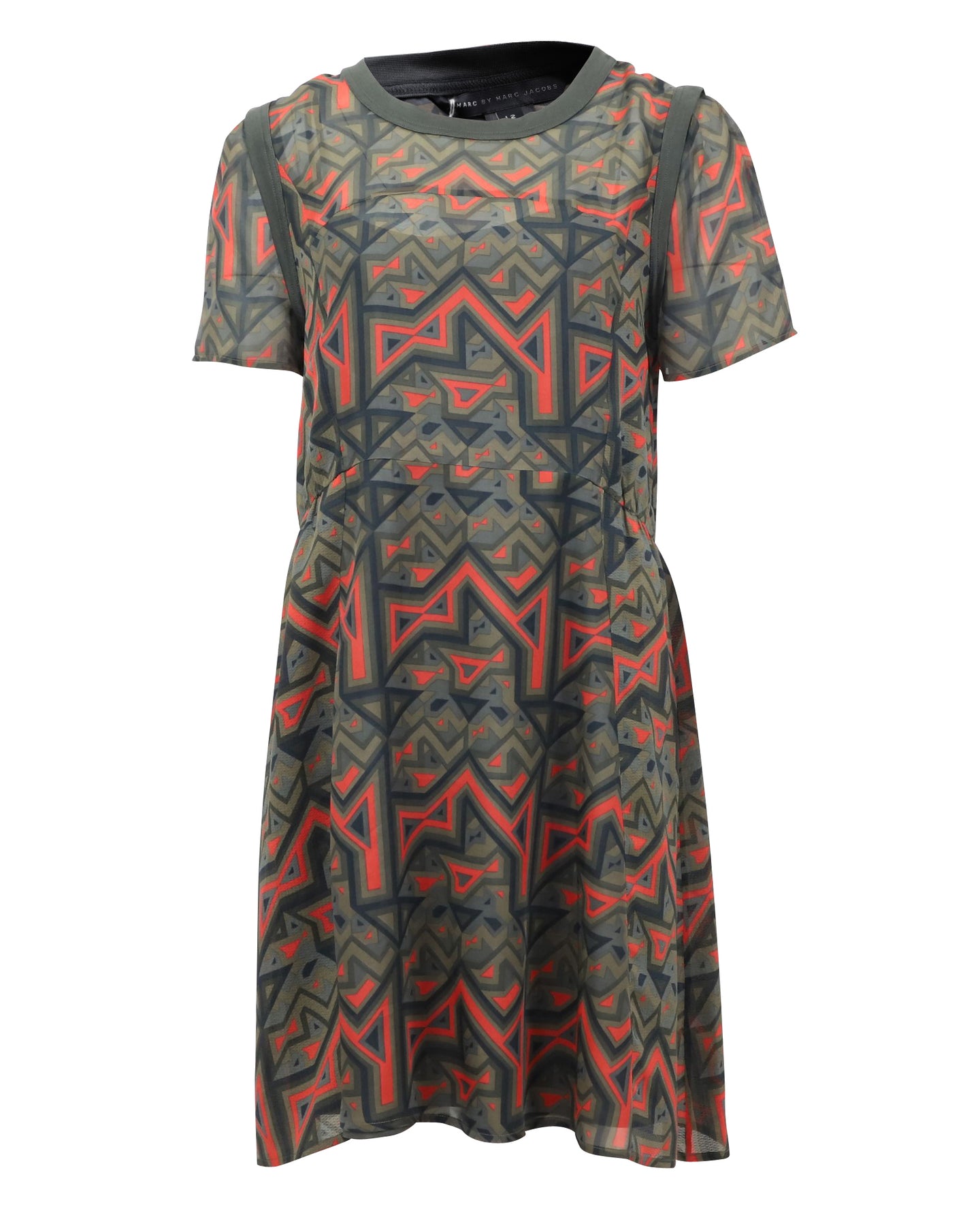 Marc by Marc Jacobs Geo-Maze A-Line Dress in Multicolor Silk 7748708106300