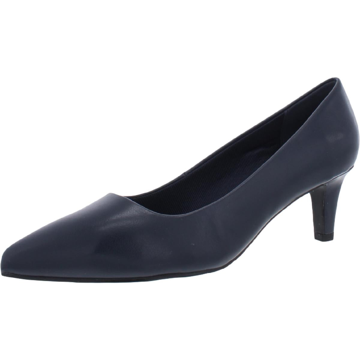 Pointe Faux Leather Slip On Pointed Toe Heels