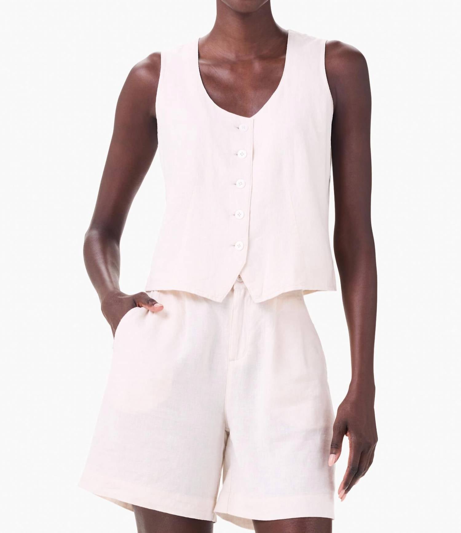 Rumba Linen Vest In Canvas 7803913437244