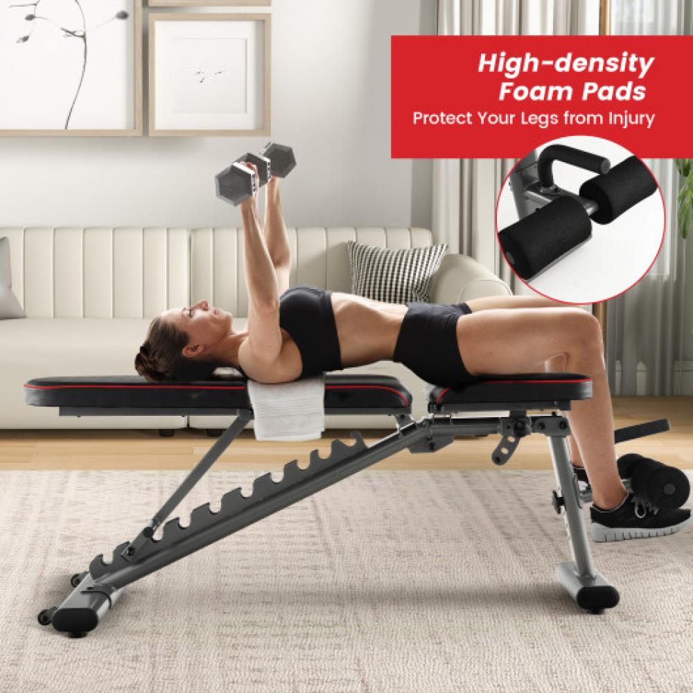 660 LBS Strength Training Bench with 10 Back and 3 Seat for Full Body Workout-Black 7672866242620