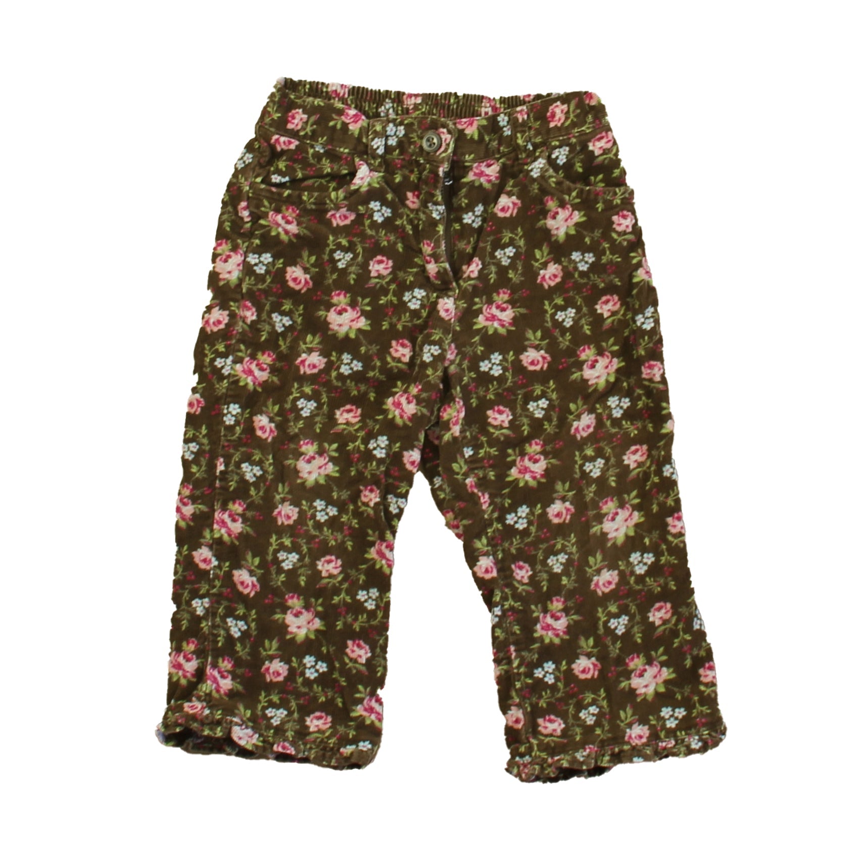 Janie and Jack Girls Brown Floral Corduroy Pants 7805953736764