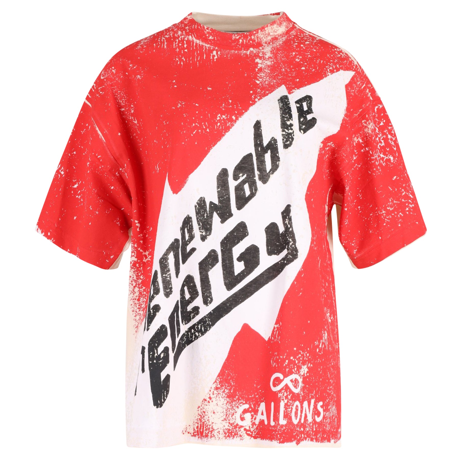 Acne Studios Oversized 'Renewable Energy' T-Shirt in Red Cotton 7748640178236