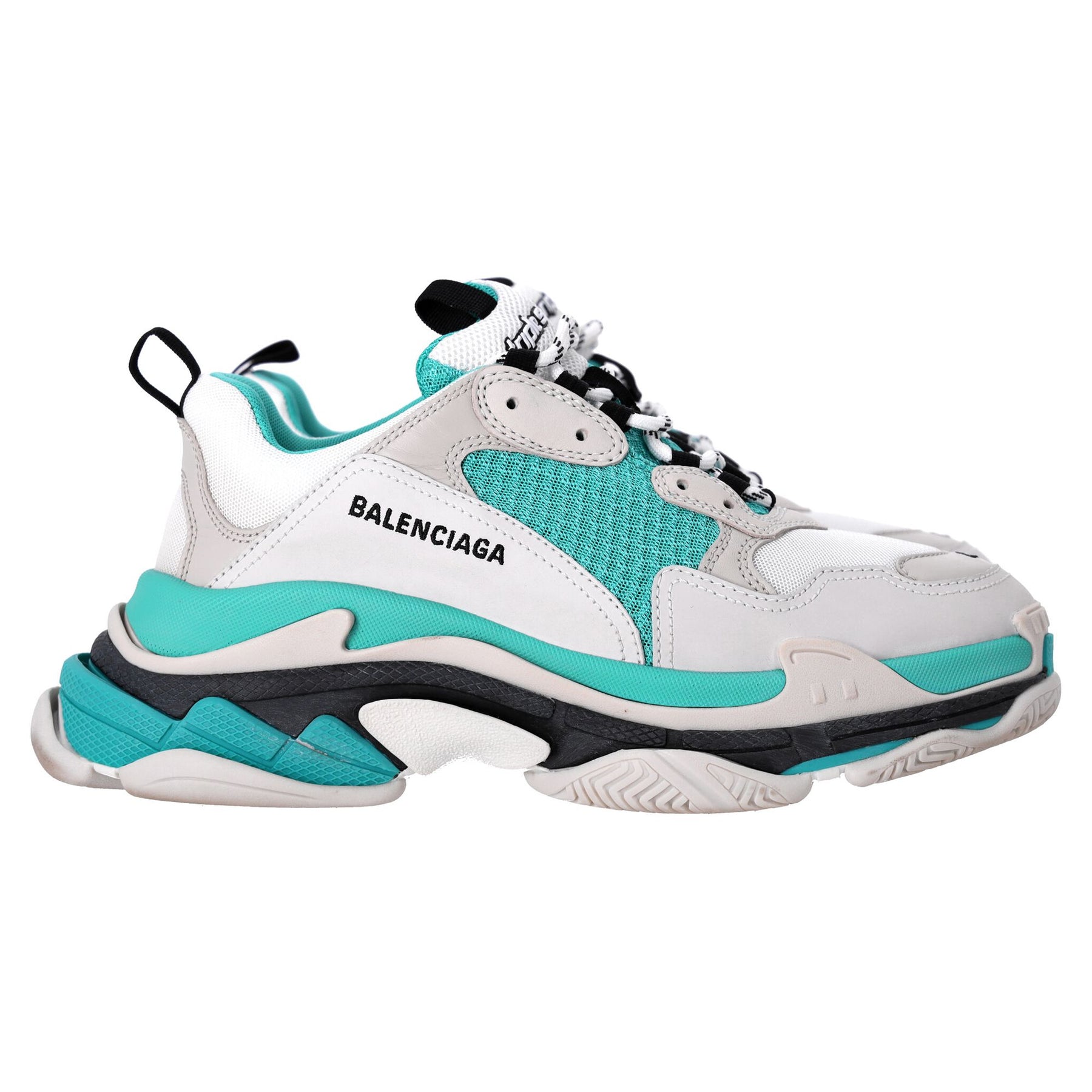 Balenciaga Triple S Sneakers in Grey and Teal Polyurethane