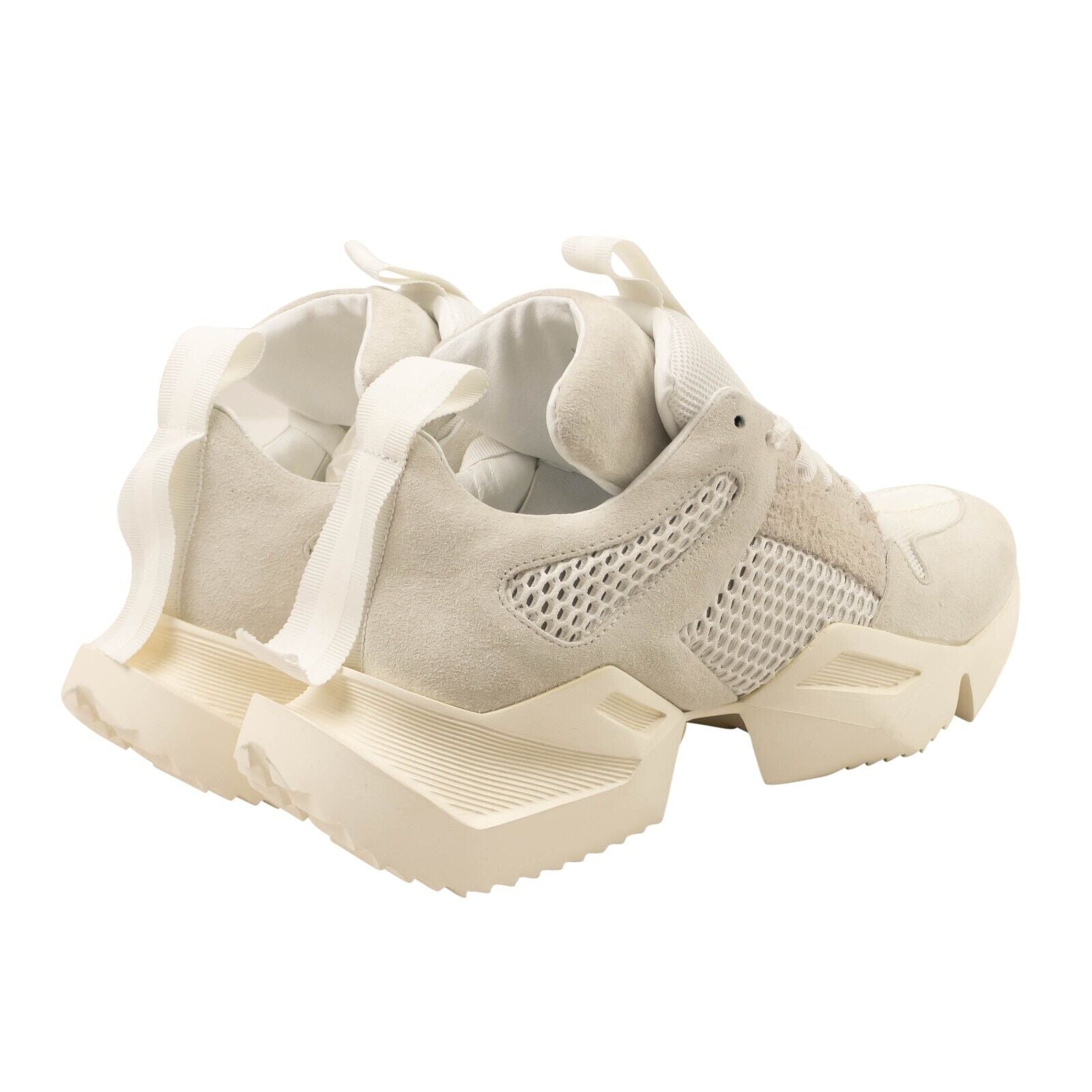White Damaged Chunky Sole Mesh Sneakers
