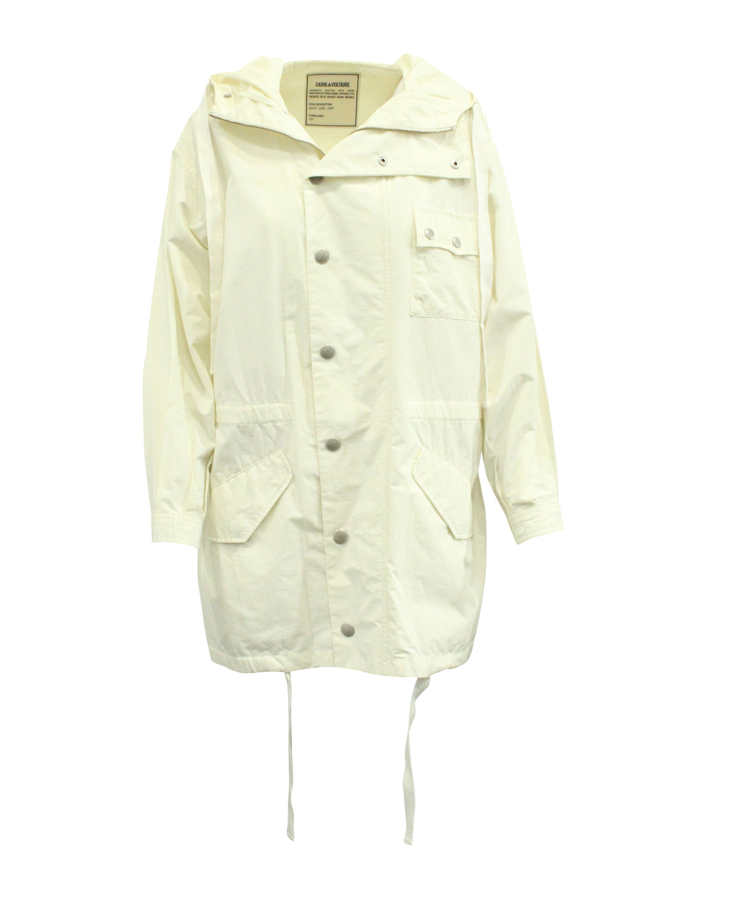 Zadig & Voltaire Hooded Windbreaker in White Cotton 7765055995964