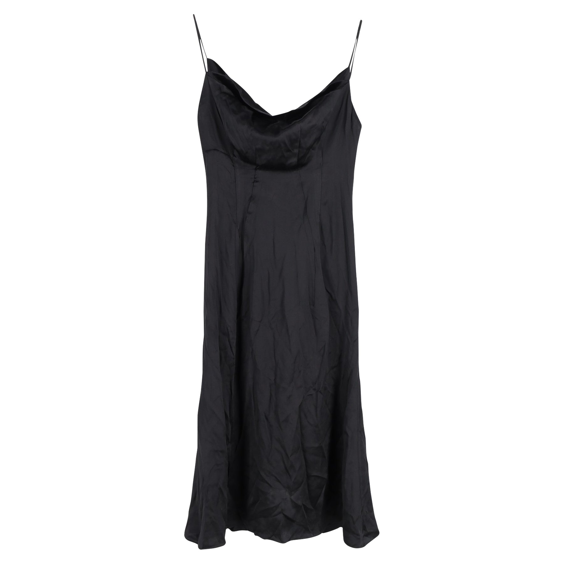 Versace Cowl-Neck Slip Dress in Black Satin