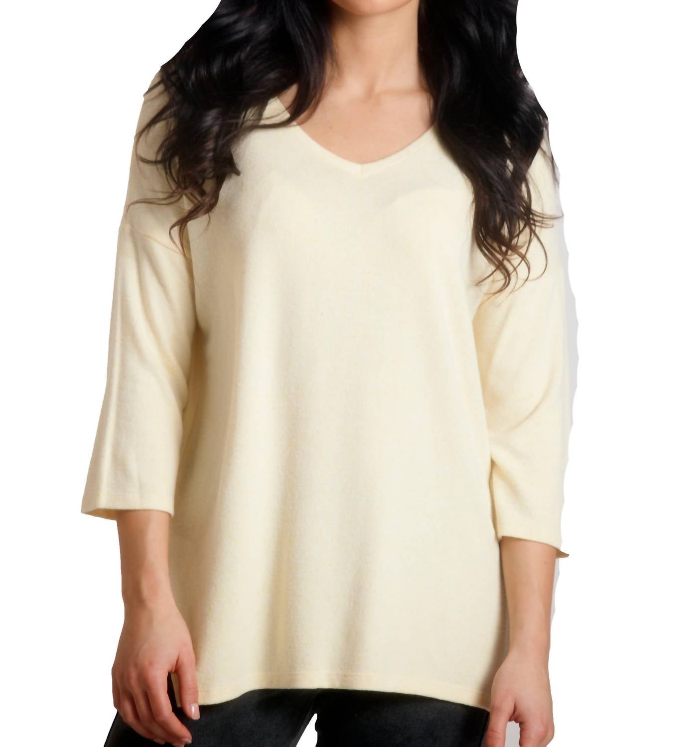 Tatiana Kashmira 3/4 Sleeve Tunic In Yellow