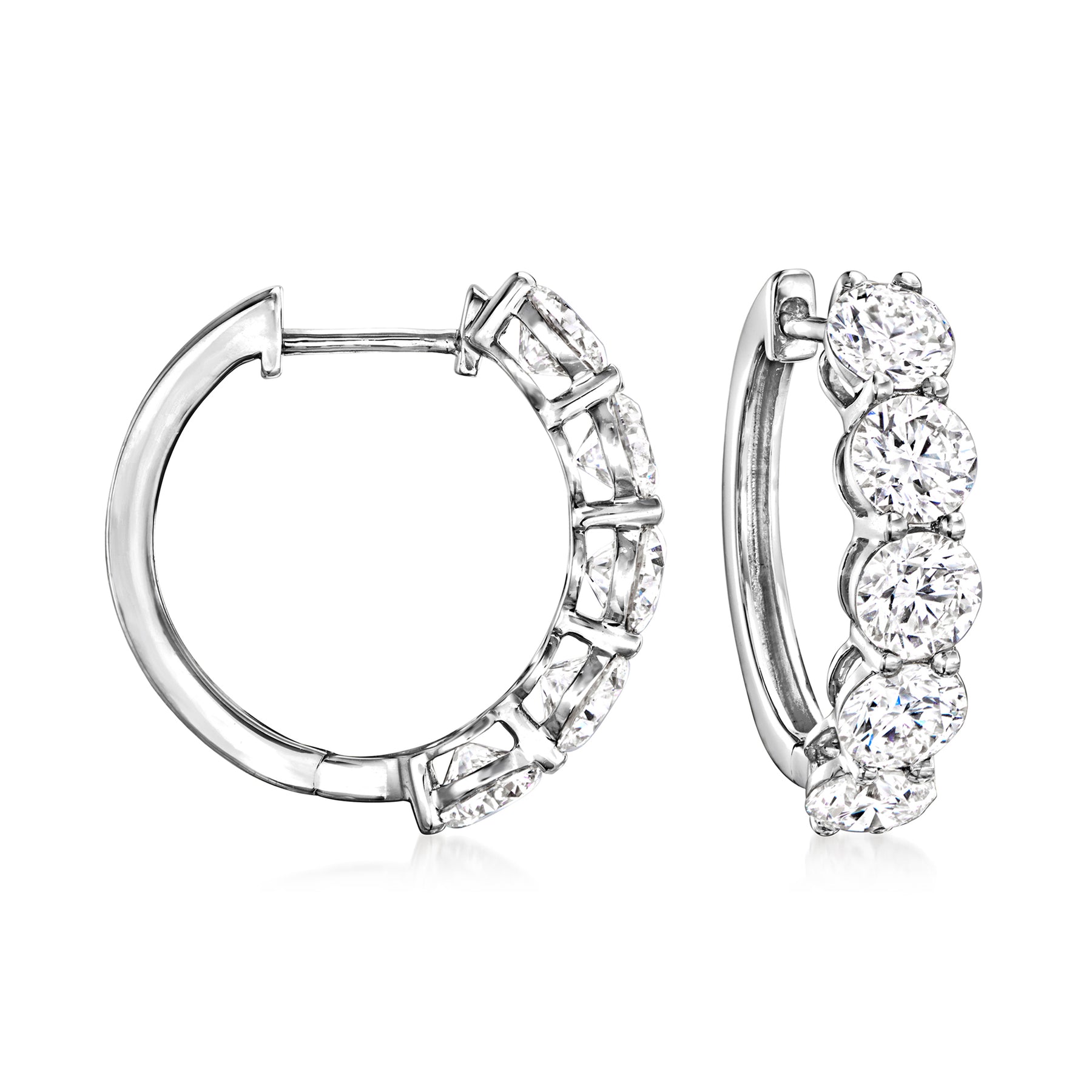Ross-Simons Lab-Grown Diamond 5-Stone Hoop Earrings in 14kt White Gold