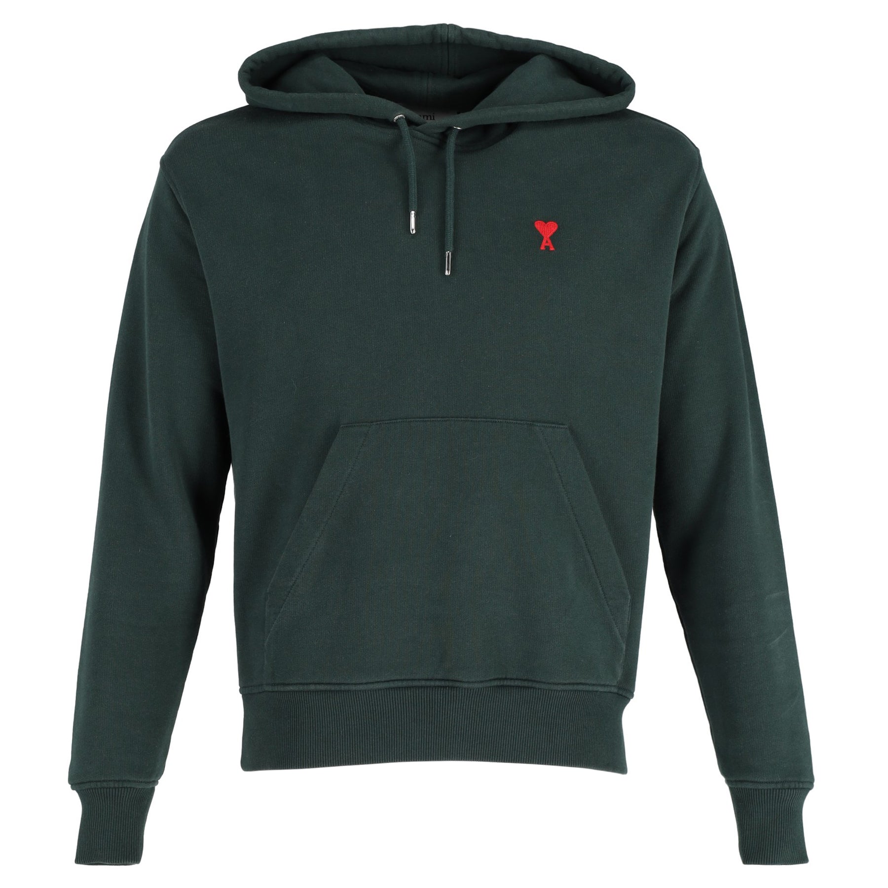 AMI Paris Ami De Coeur Hoodie in Green Organic Cotton